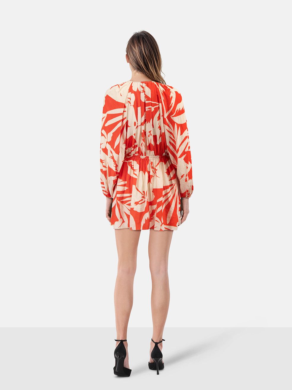 Matteau Red Silk Leaf Print Long Sleeve Dress Size S / US 4 / IT 40 - 2 Thumbnail