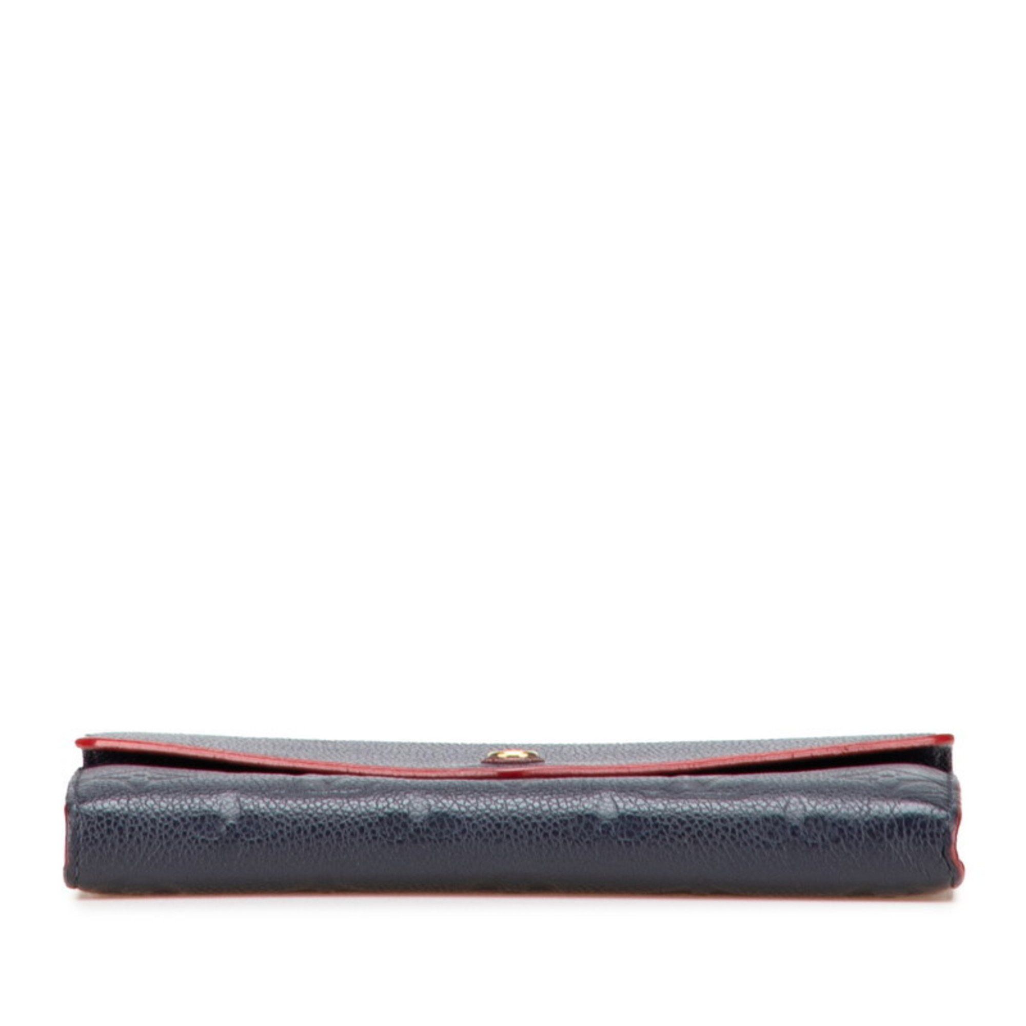 Louis Vuitton Louis Vuitton Monogram Empreinte Portefeuille Emilie Long Wallet M69417 Marine Rouge Navy Leather Women's LOUIS VUITTON Size ONE SIZE - 3 Thumbnail