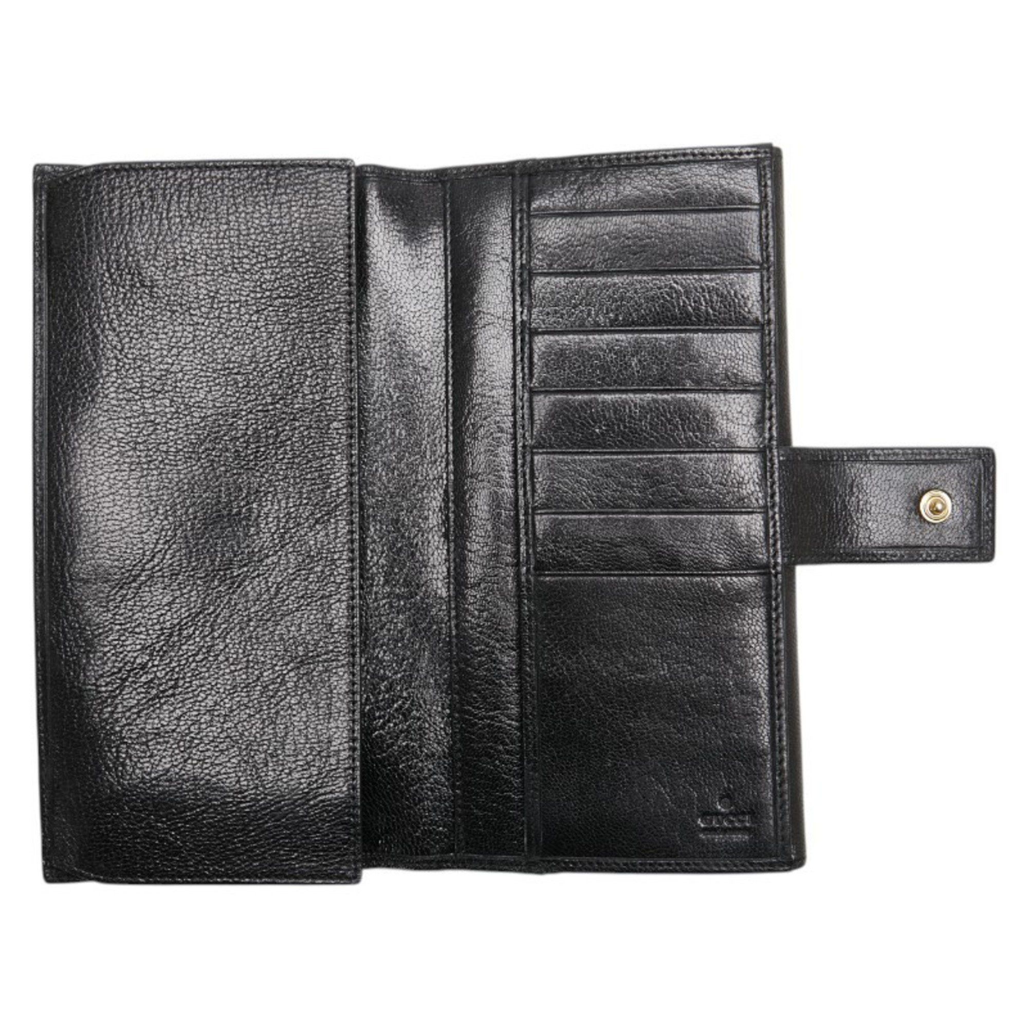 Gucci Gucci Interlocking G Long Wallet 131864 Black Green Leather Women's GUCCI Size ONE SIZE - 7 Thumbnail