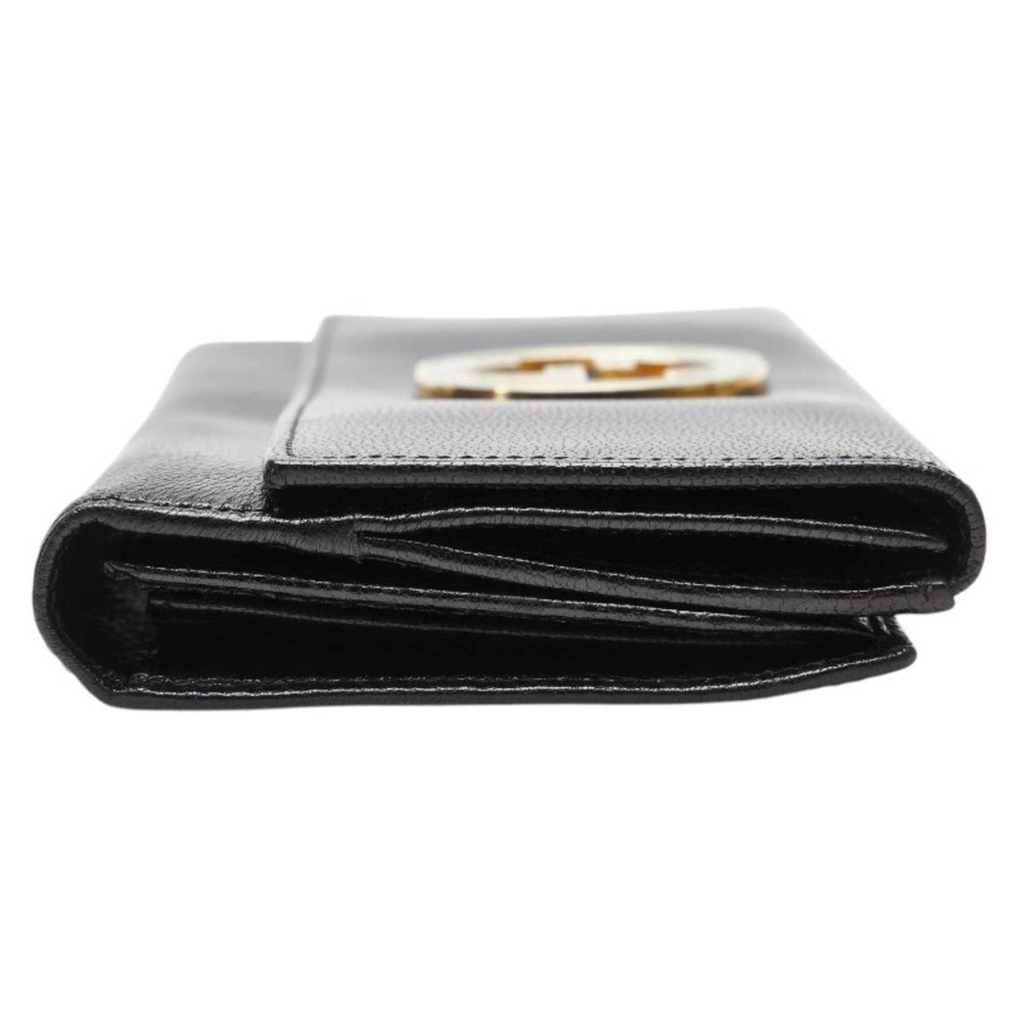 Gucci Gucci Interlocking G Long Wallet 131864 Black Green Leather Women's GUCCI Size ONE SIZE - 5 Thumbnail