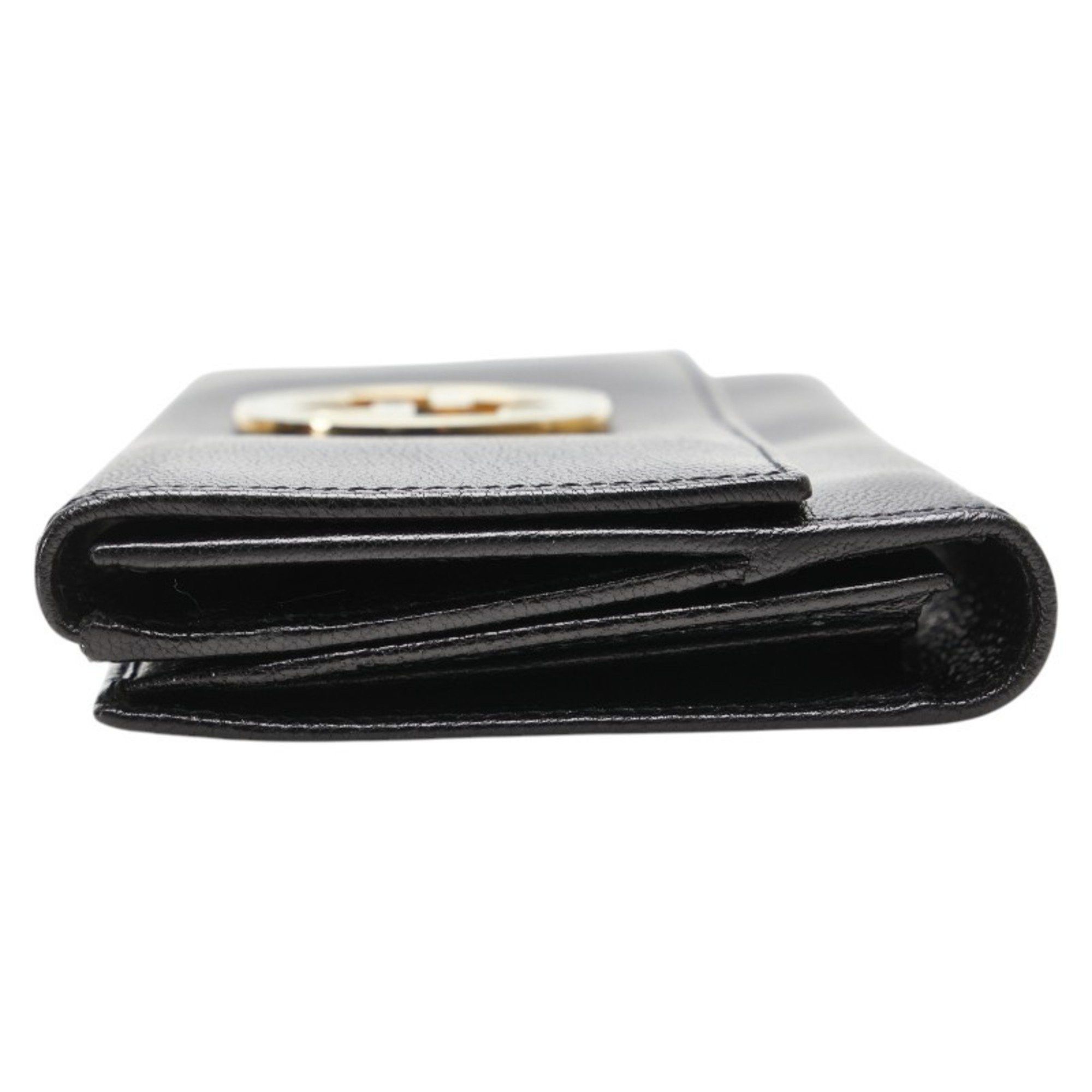 Gucci Gucci Interlocking G Long Wallet 131864 Black Green Leather Women's GUCCI Size ONE SIZE - 4 Thumbnail