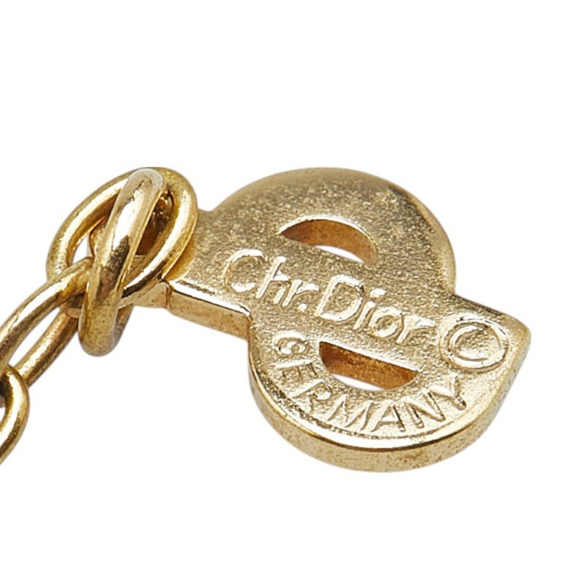 Dior Christian Dior Dior Heart Motif Rhinestone Necklace, Gold Plated, Women's Size ONE SIZE - 6 Thumbnail