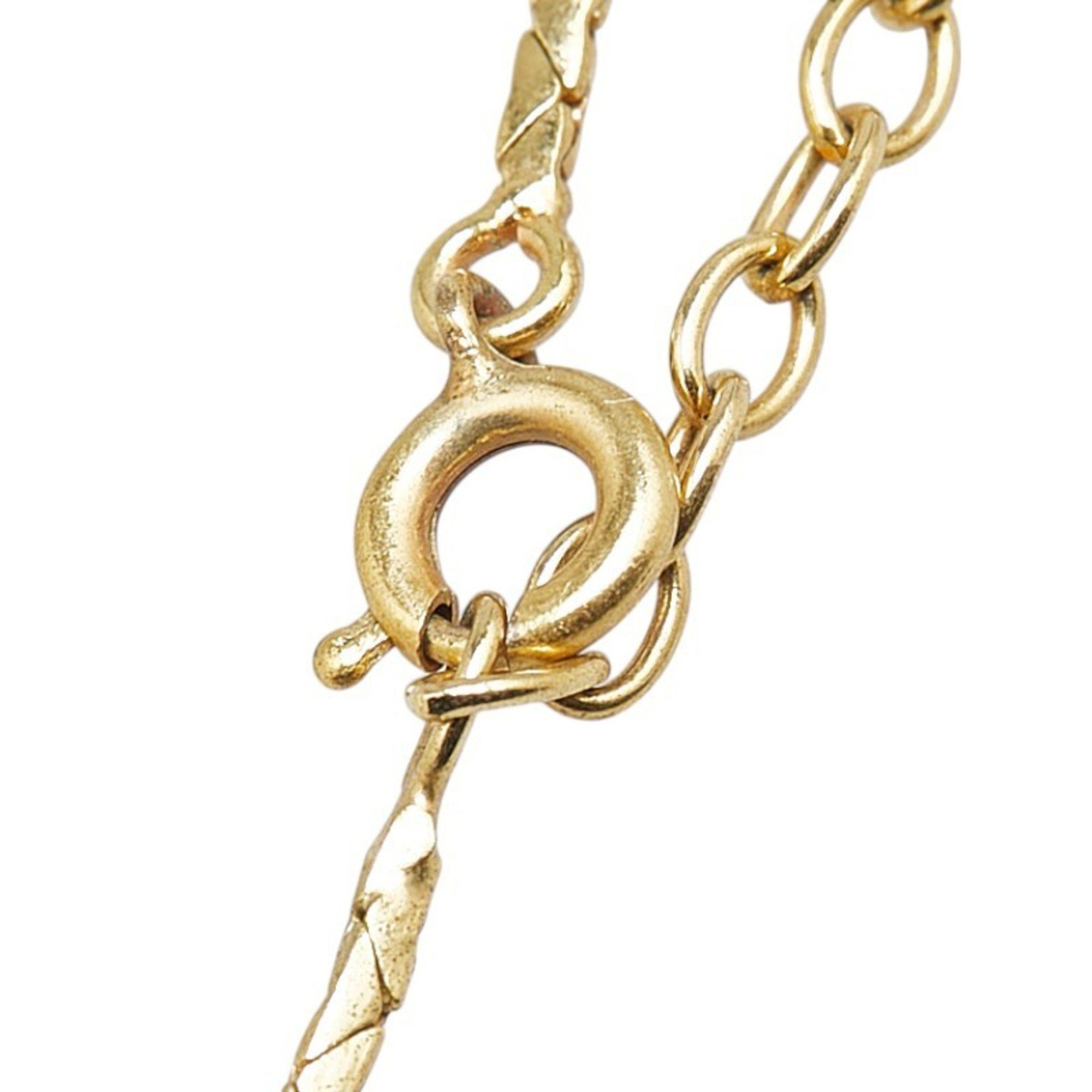 Dior Christian Dior Dior Heart Motif Rhinestone Necklace, Gold Plated, Women's Size ONE SIZE - 5 Thumbnail