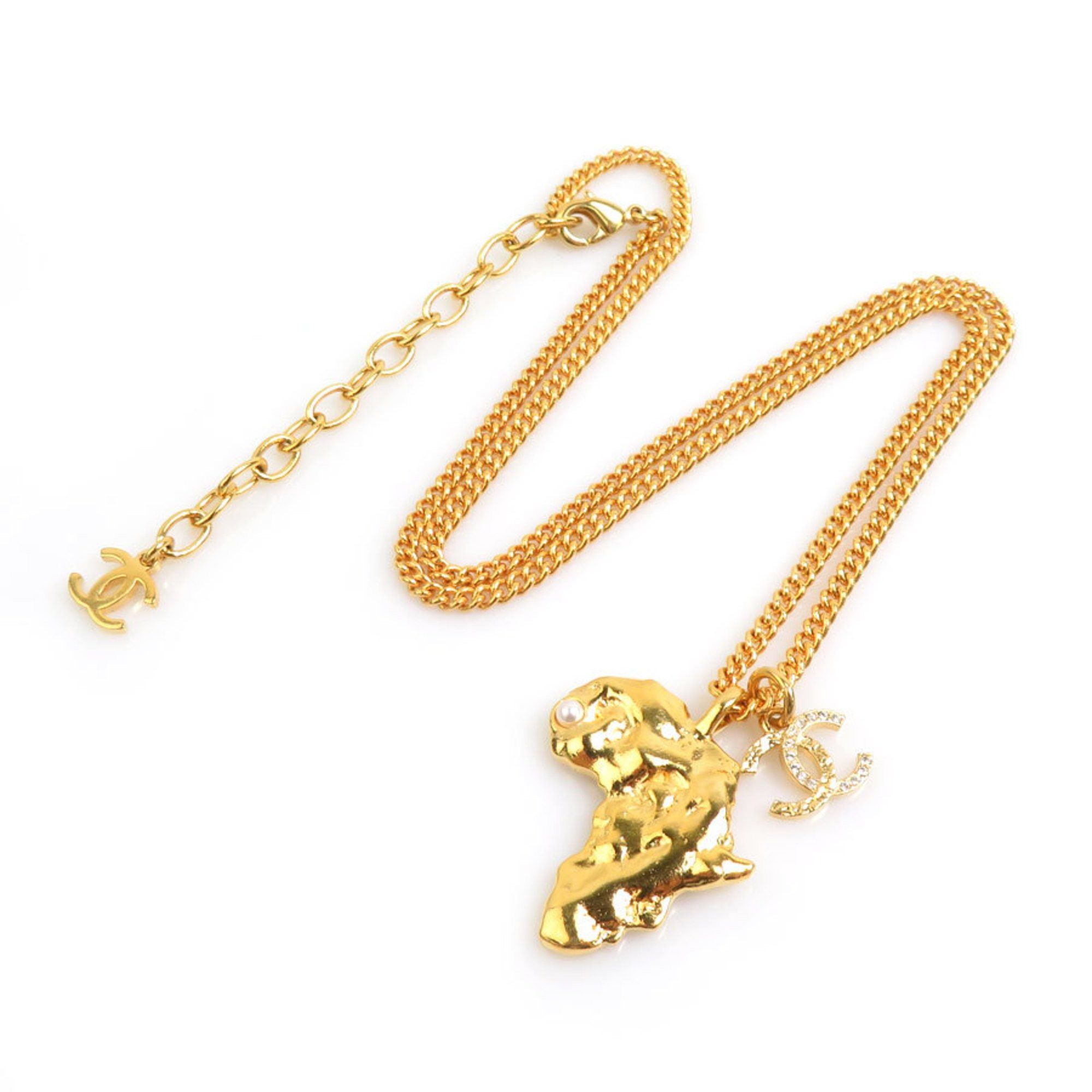 Chanel CHANEL Necklace with Coco Mark and African Motif, Metal, Gold, Women's, e60903i Size ONE SIZE - 2 Thumbnail