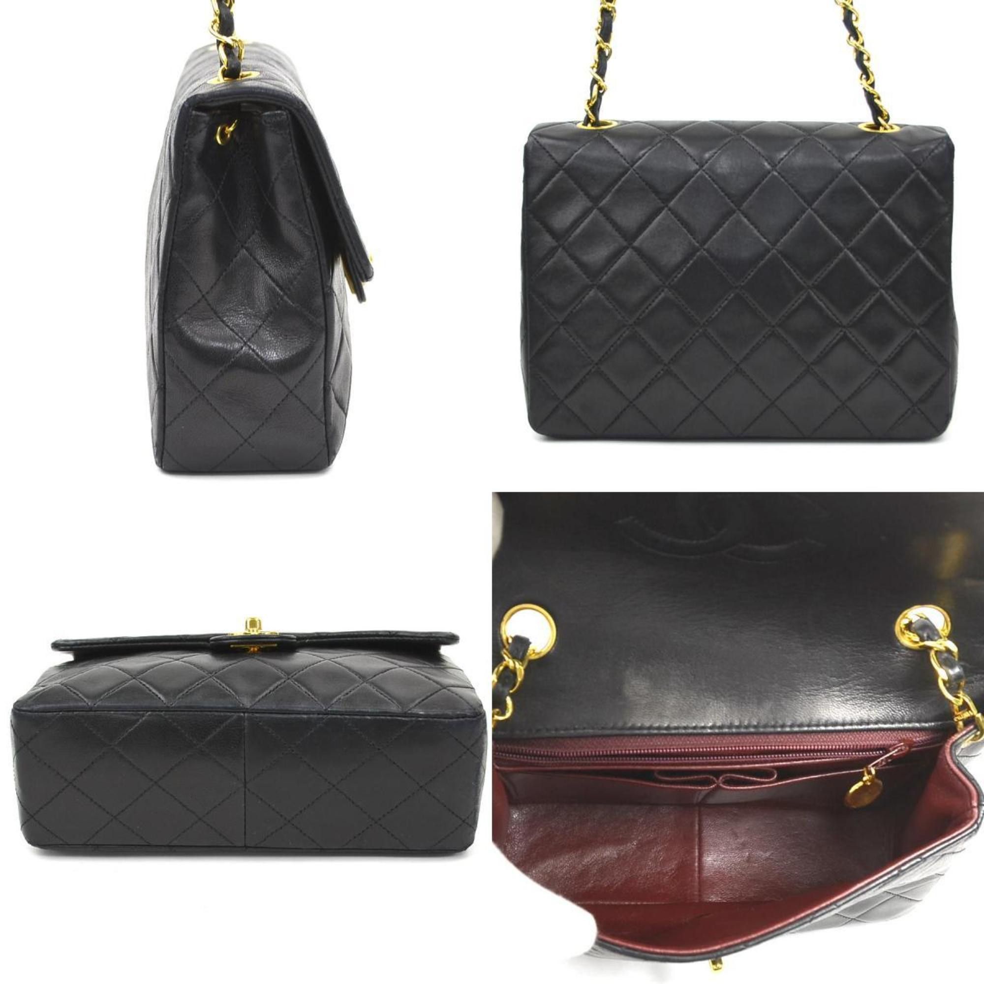 Chanel CHANEL Matelasse Shoulder Bag in Lambskin, Black and Gold, Women's, 90183a Size ONE SIZE - 2 Thumbnail