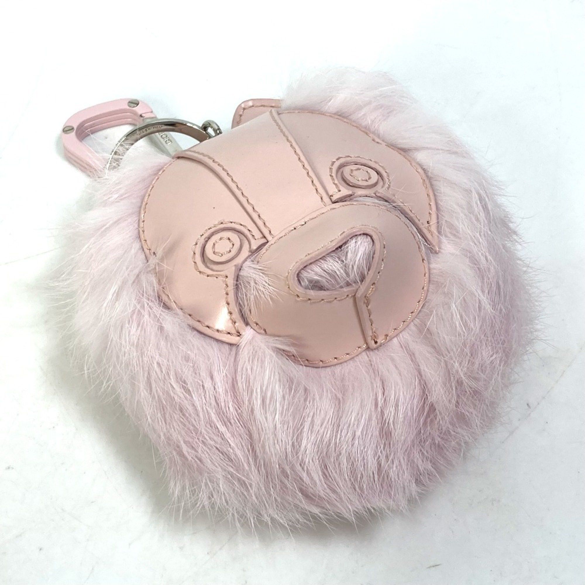 Dior Christian Dior Dior Cookie Dog Animal Bag Charm Carabiner Keychain Leather Unisex Pink Size ONE SIZE - 7 Thumbnail