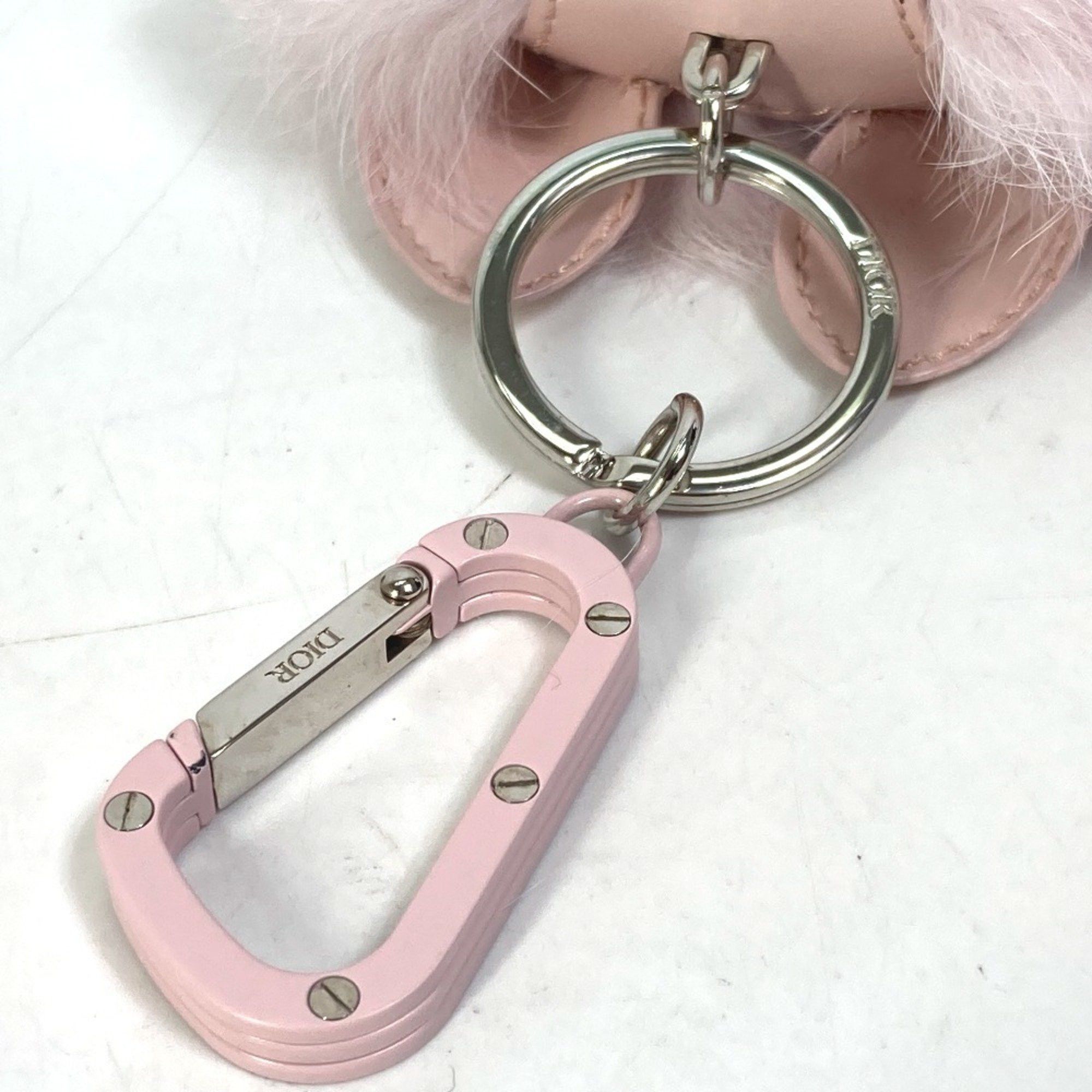 Dior Christian Dior Dior Cookie Dog Animal Bag Charm Carabiner Keychain Leather Unisex Pink Size ONE SIZE - 6 Thumbnail