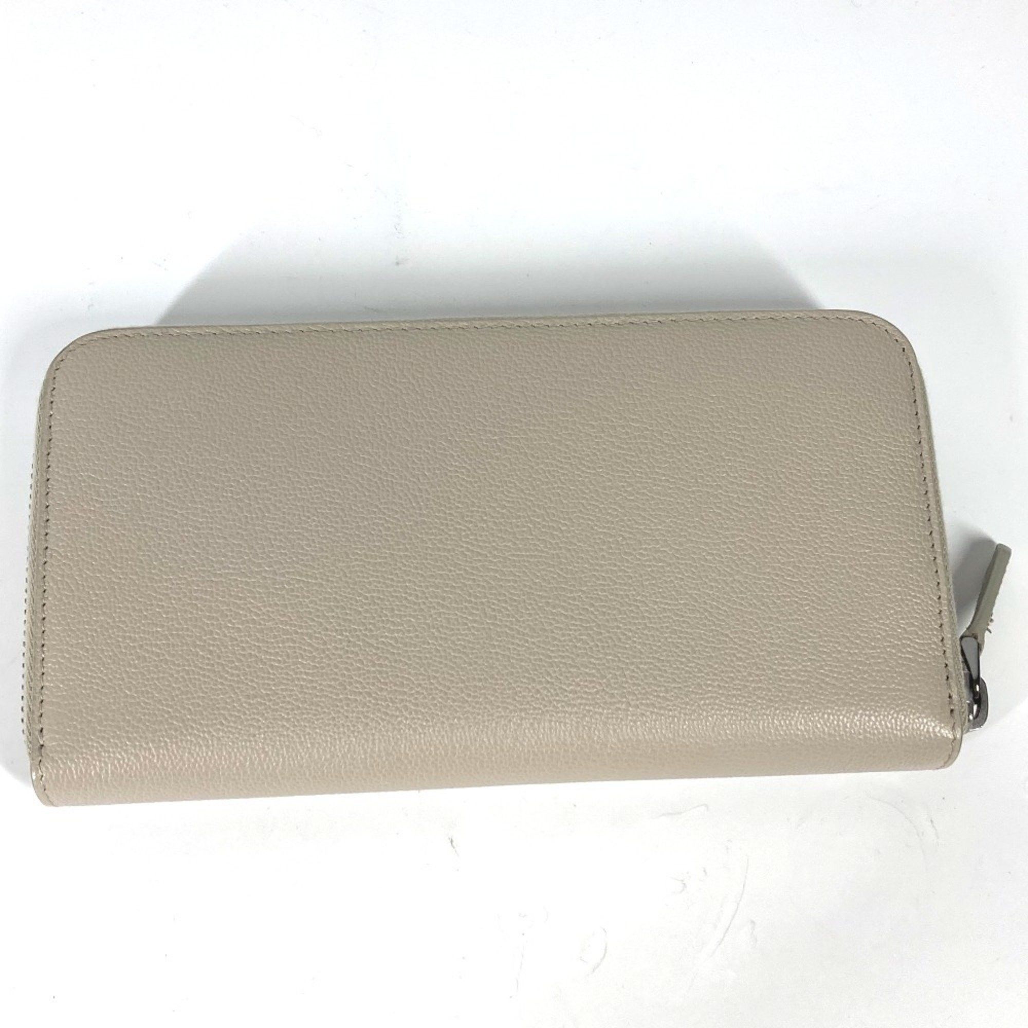 BVLGARI logo round zipper long wallet leather women's ivory