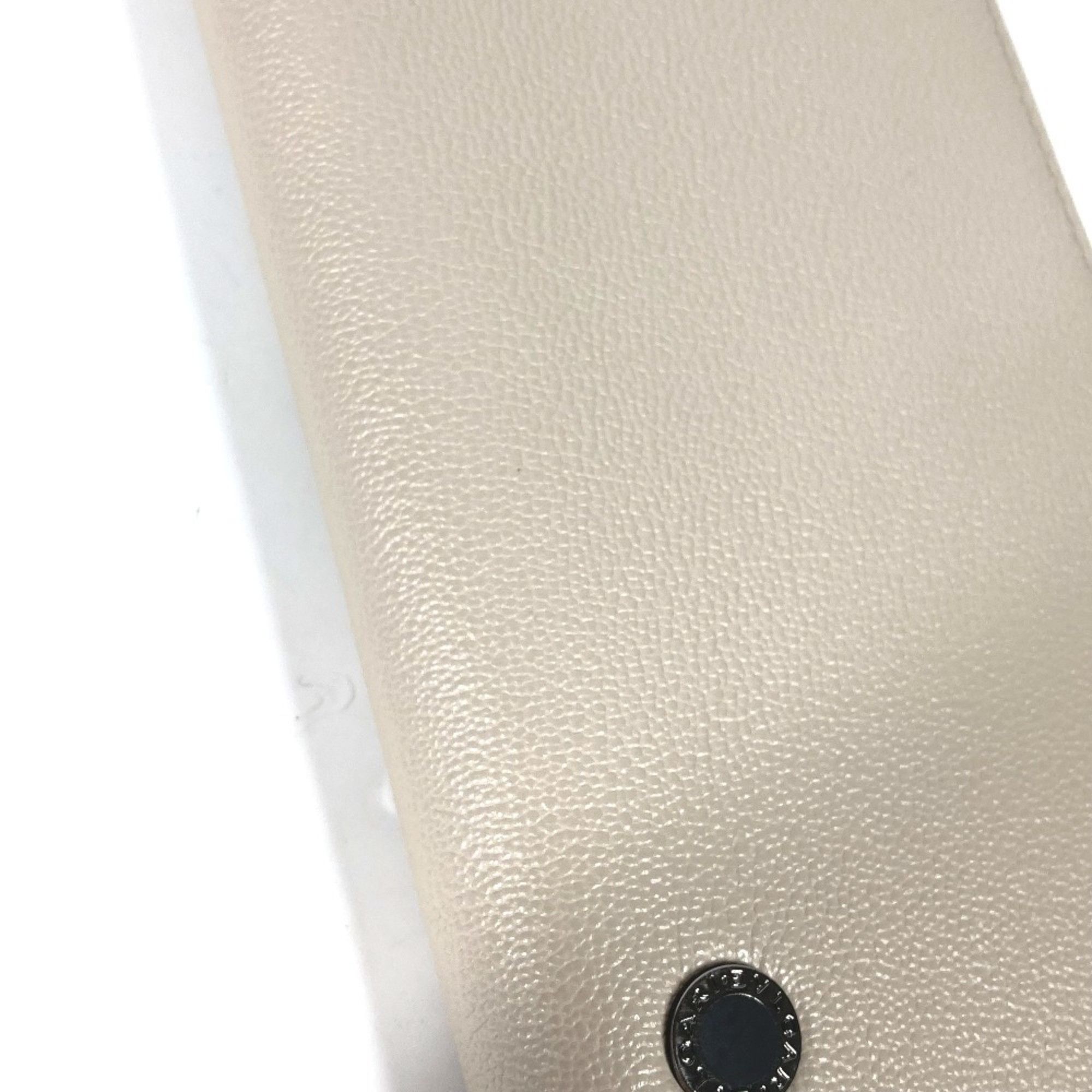 BVLGARI logo round zipper long wallet leather women's ivory