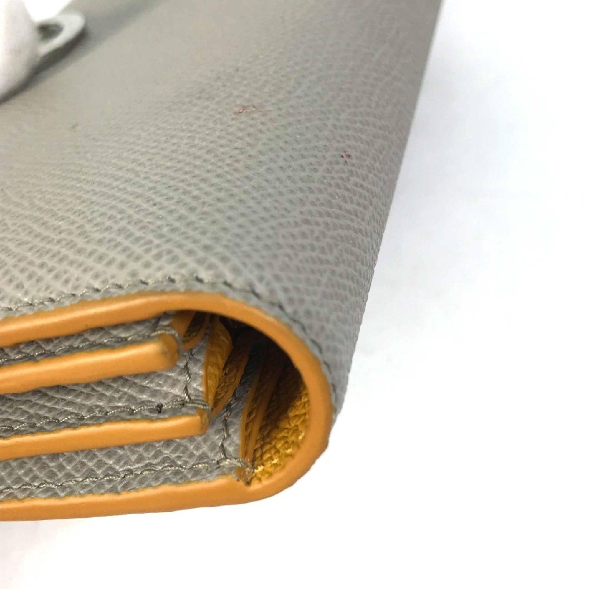 Bvlgari BVLGARI Logo Clip Bifold Wallet Leather Women's Gray x Yellow Size ONE SIZE - 9 Thumbnail