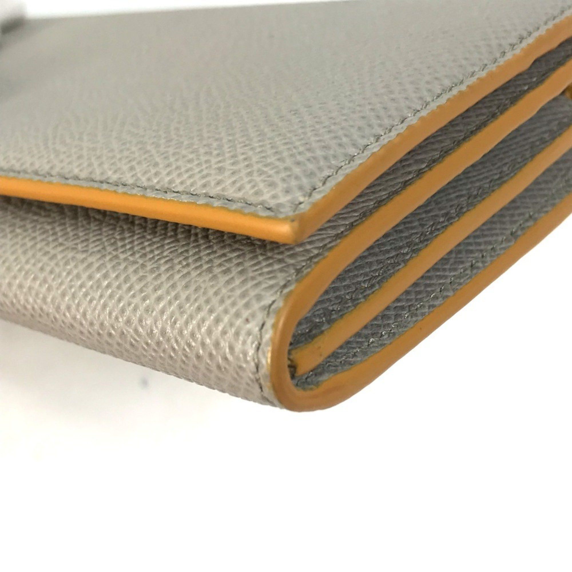 Bvlgari BVLGARI Logo Clip Bifold Wallet Leather Women's Gray x Yellow Size ONE SIZE - 8 Thumbnail