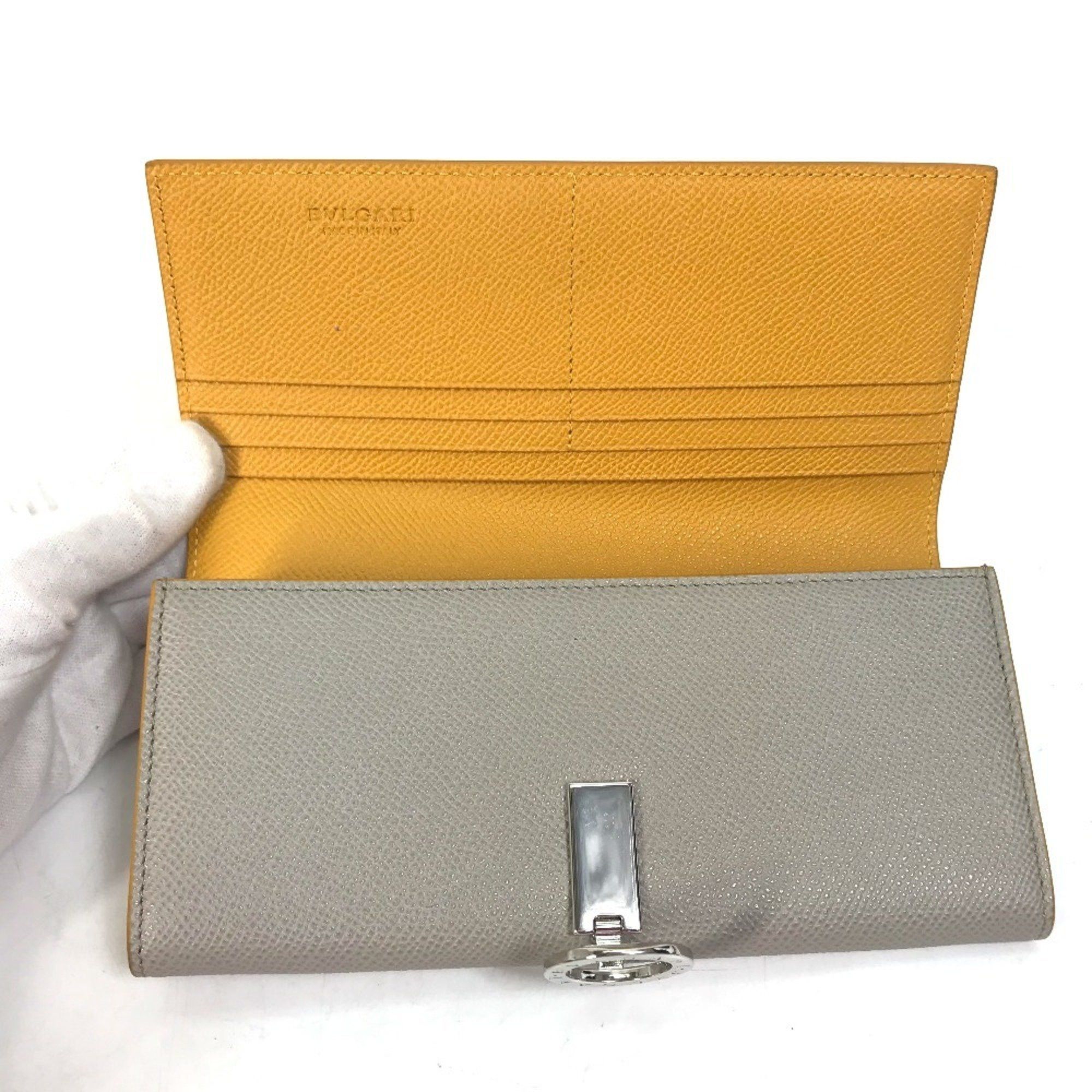 Bvlgari BVLGARI Logo Clip Bifold Wallet Leather Women's Gray x Yellow Size ONE SIZE - 12 Thumbnail