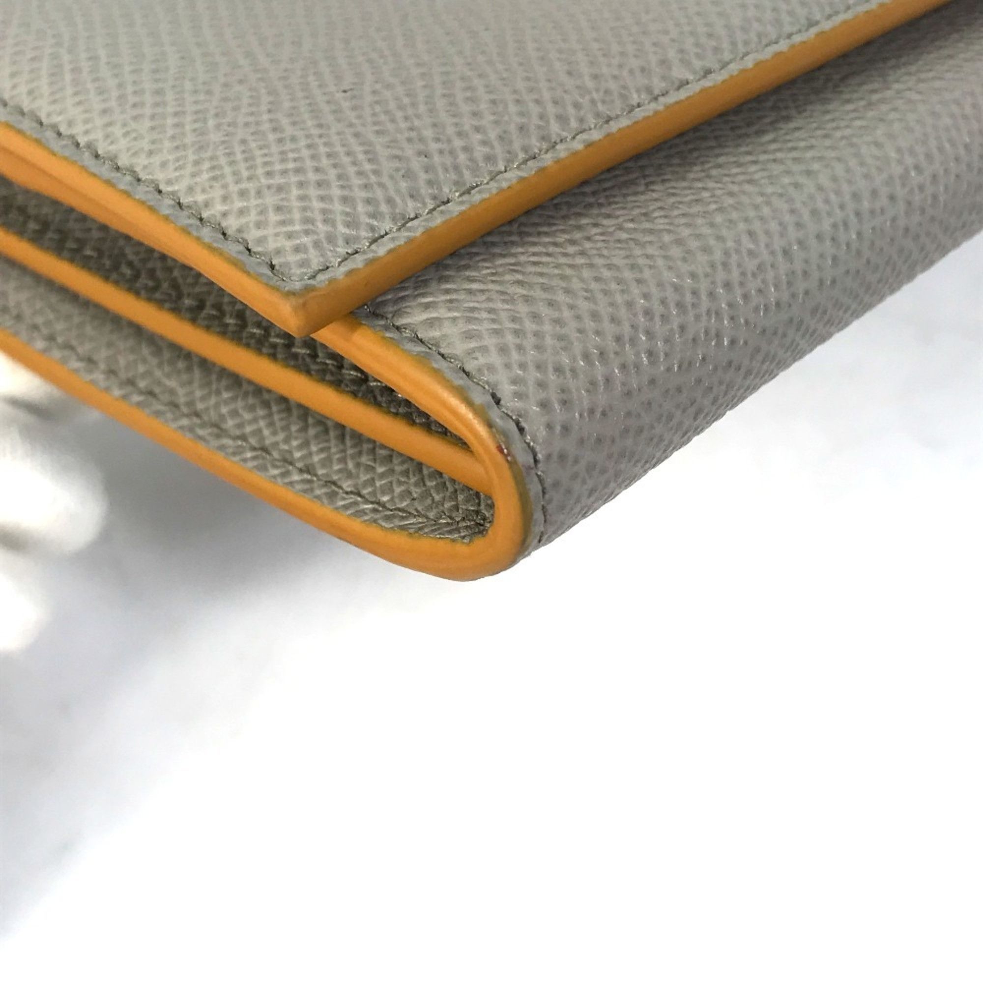 Bvlgari BVLGARI Logo Clip Bifold Wallet Leather Women's Gray x Yellow Size ONE SIZE - 7 Thumbnail