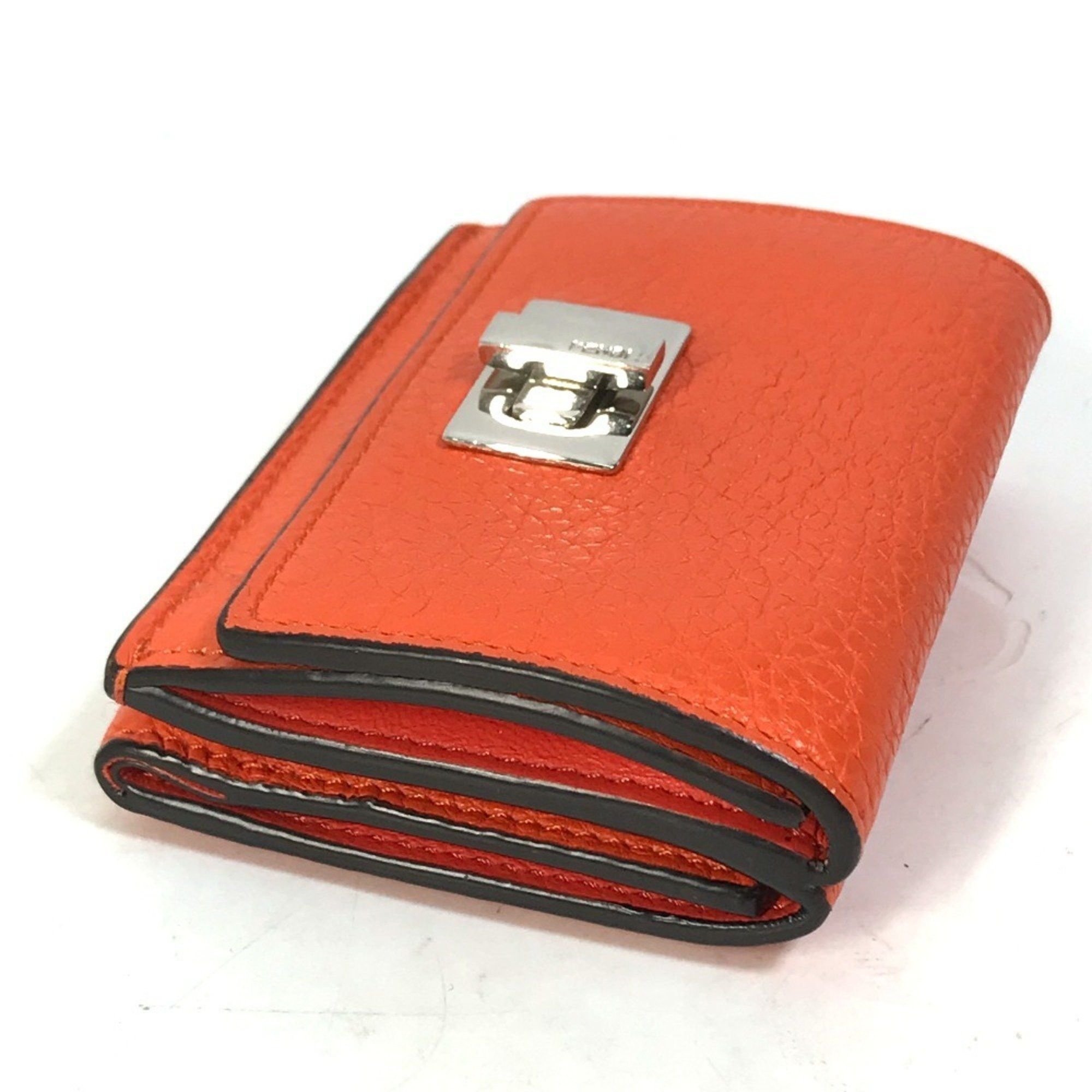 Fendi FENDI 8M0426 Peekaboo Trifold Wallet, Leather, Women's, Orange Size ONE SIZE - 6 Thumbnail