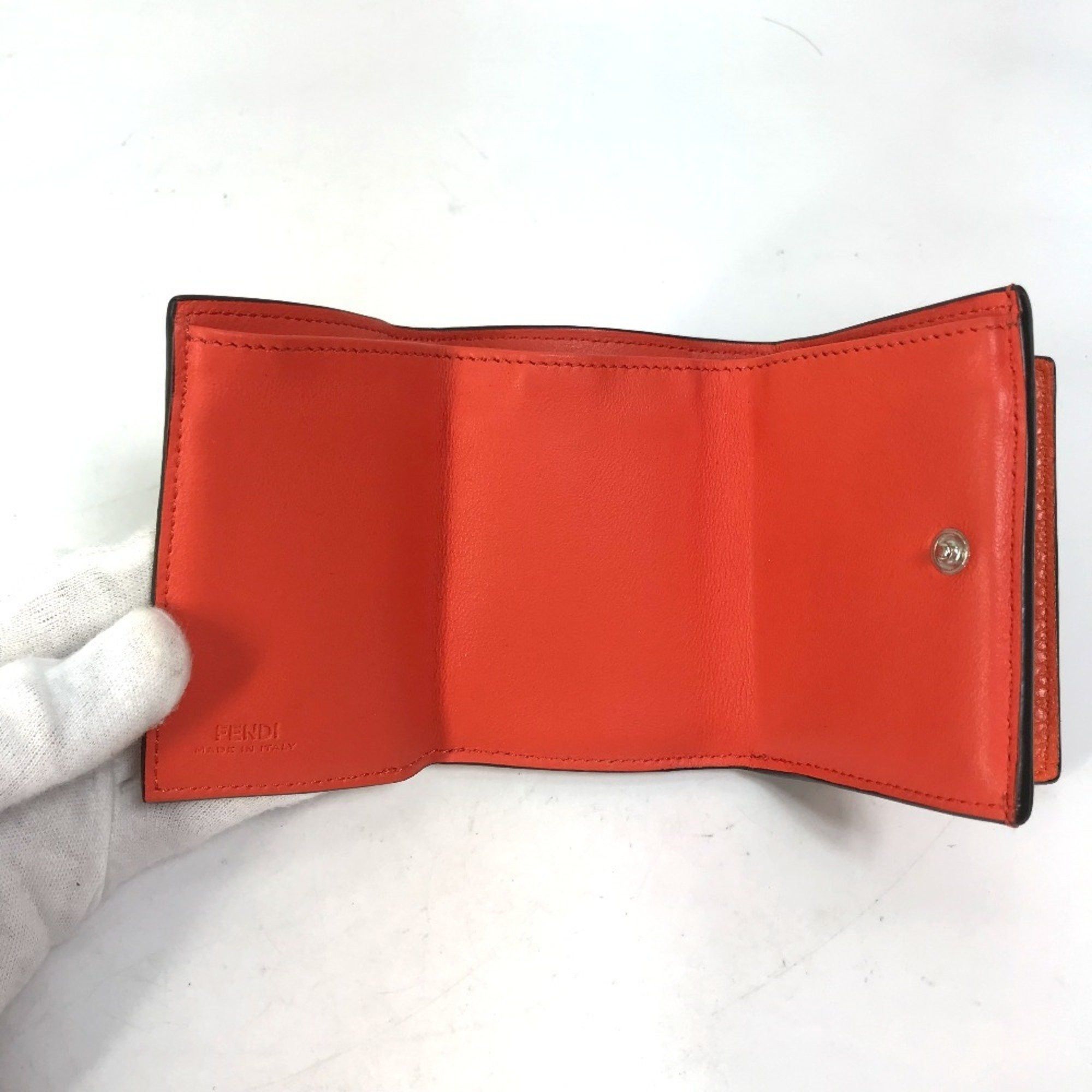 Fendi FENDI 8M0426 Peekaboo Trifold Wallet, Leather, Women's, Orange Size ONE SIZE - 11 Thumbnail
