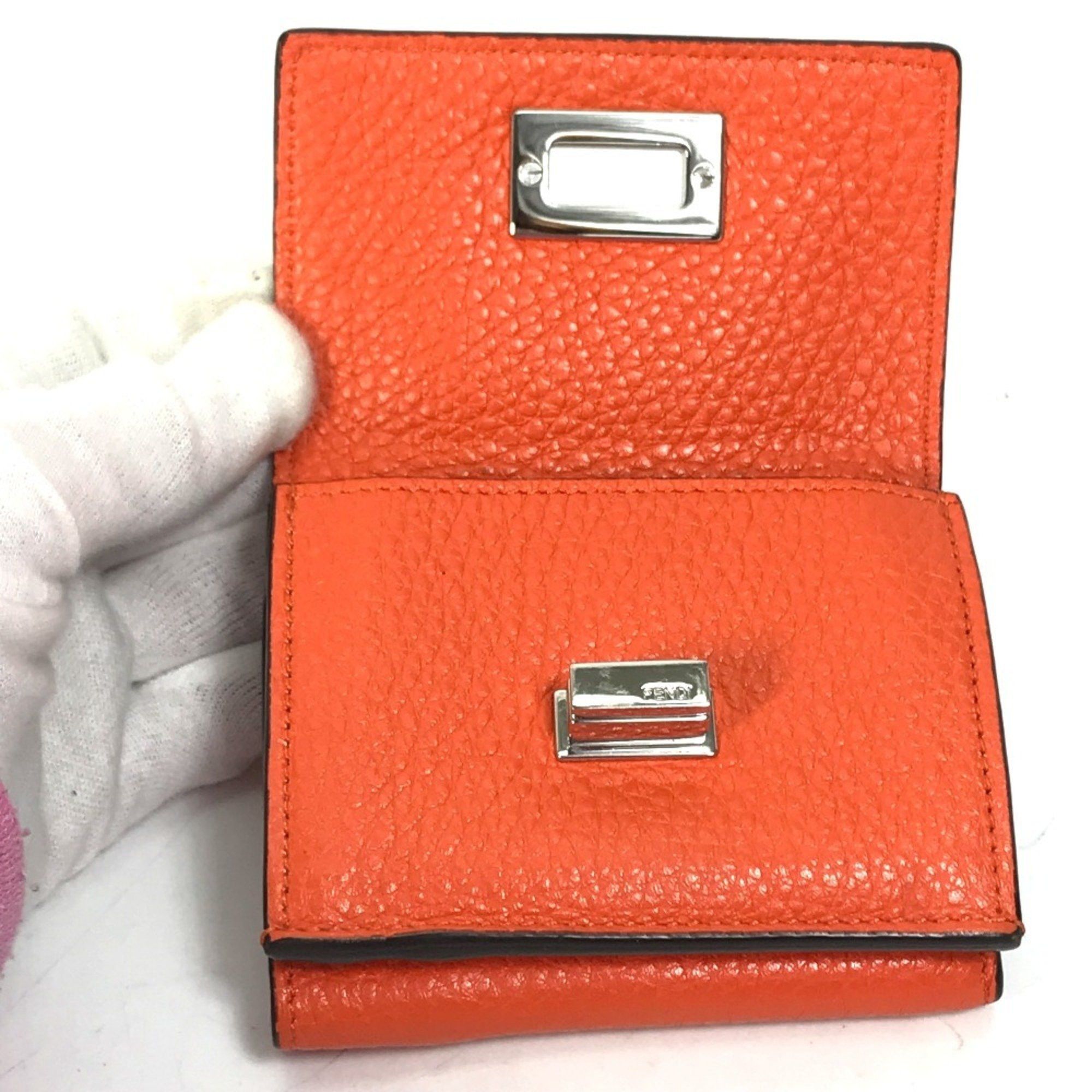 Fendi FENDI 8M0426 Peekaboo Trifold Wallet, Leather, Women's, Orange Size ONE SIZE - 10 Thumbnail