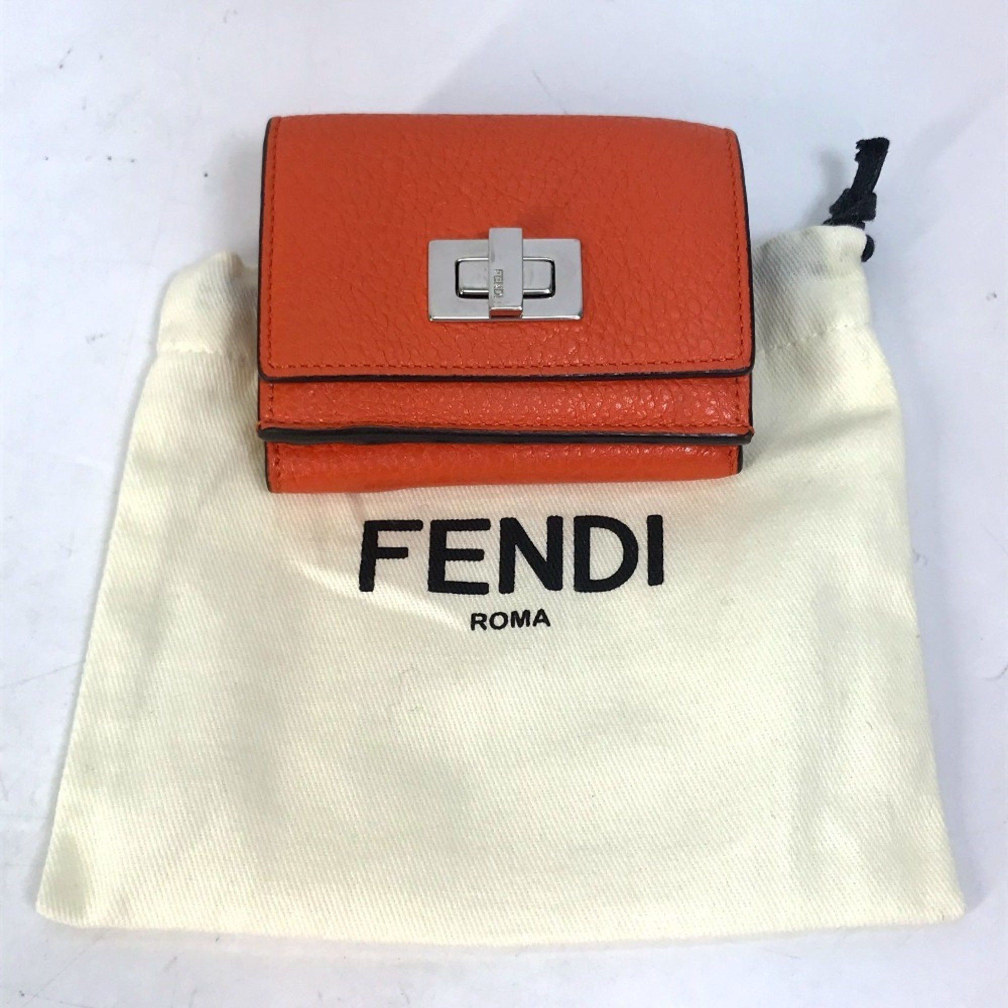 Fendi FENDI 8M0426 Peekaboo Trifold Wallet, Leather, Women's, Orange Size ONE SIZE - 16 Thumbnail