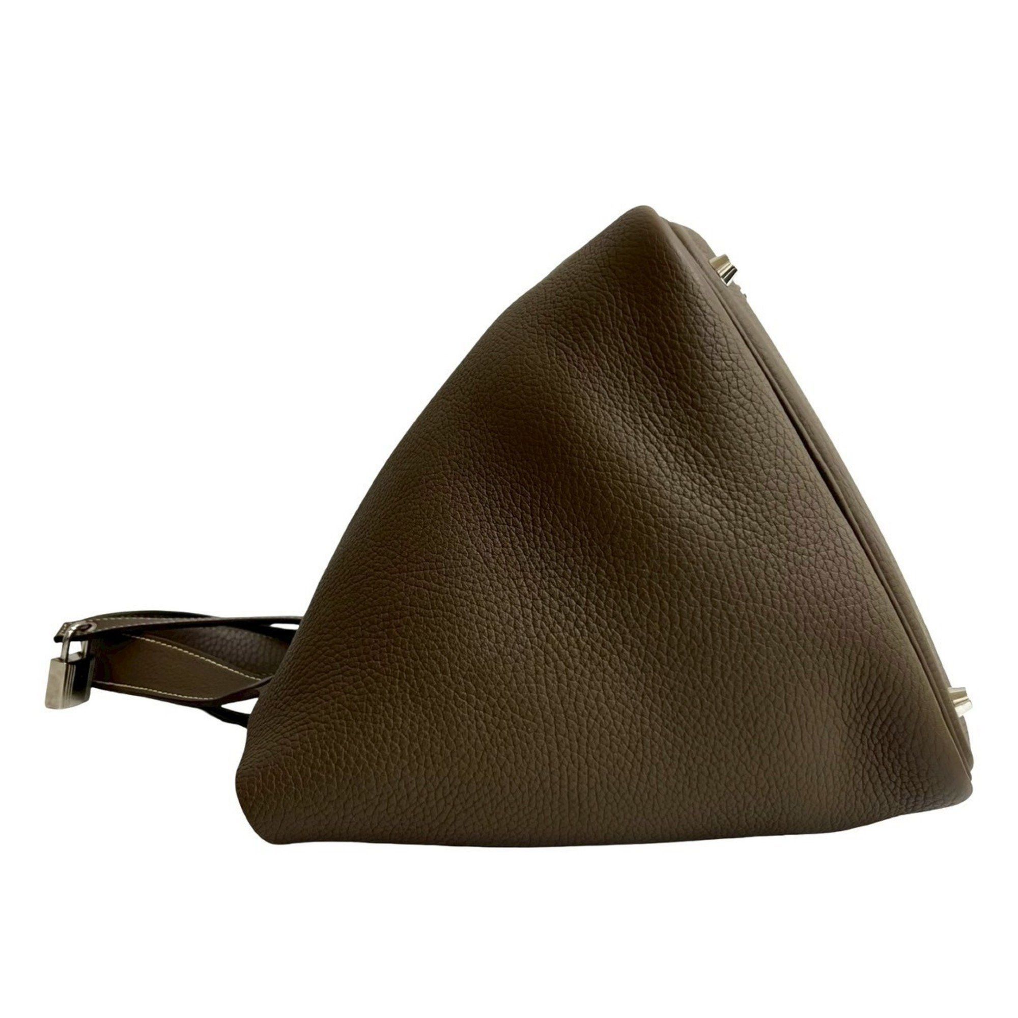 Hermes HERMES Picotin Lock MM Taurillon Clemence Leather Handbag/Mini Tote Bag Brown 42782 with X Stamp Size ONE SIZE - 5 Thumbnail