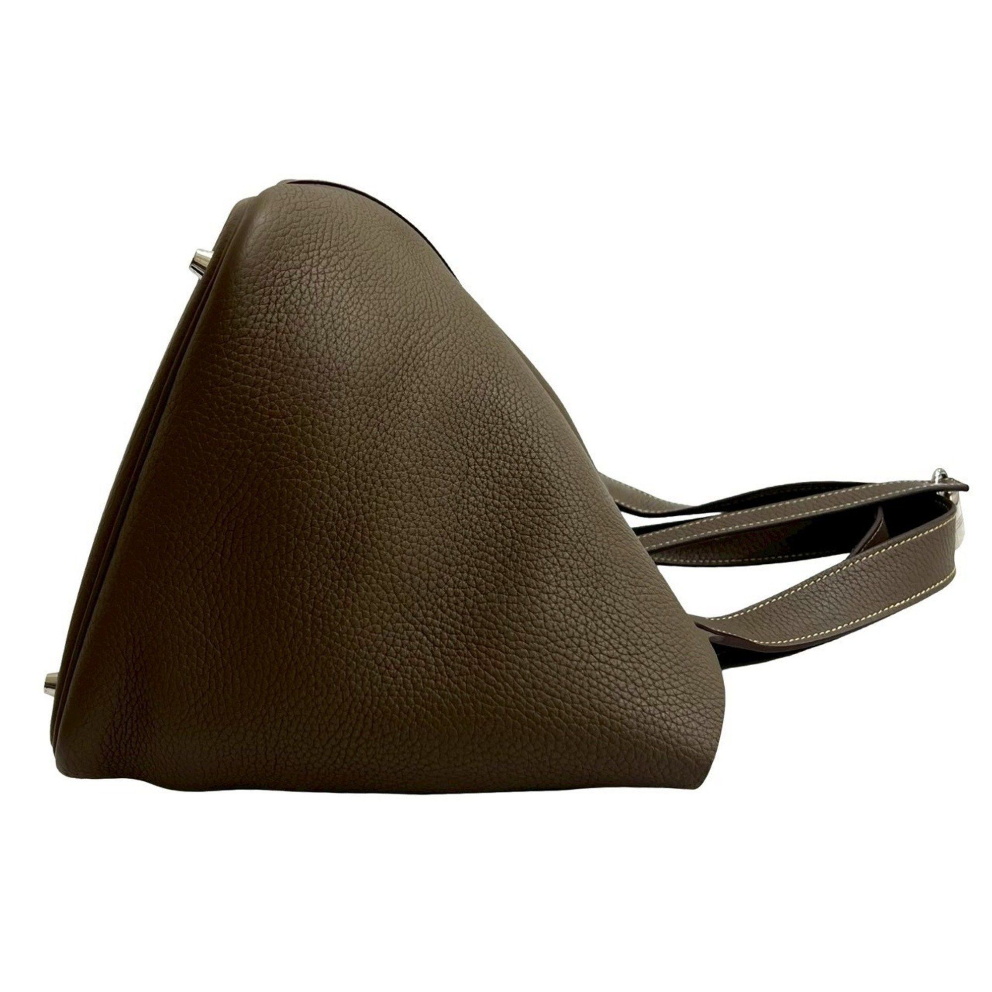Hermes HERMES Picotin Lock MM Taurillon Clemence Leather Handbag/Mini Tote Bag Brown 42782 with X Stamp Size ONE SIZE - 6 Thumbnail