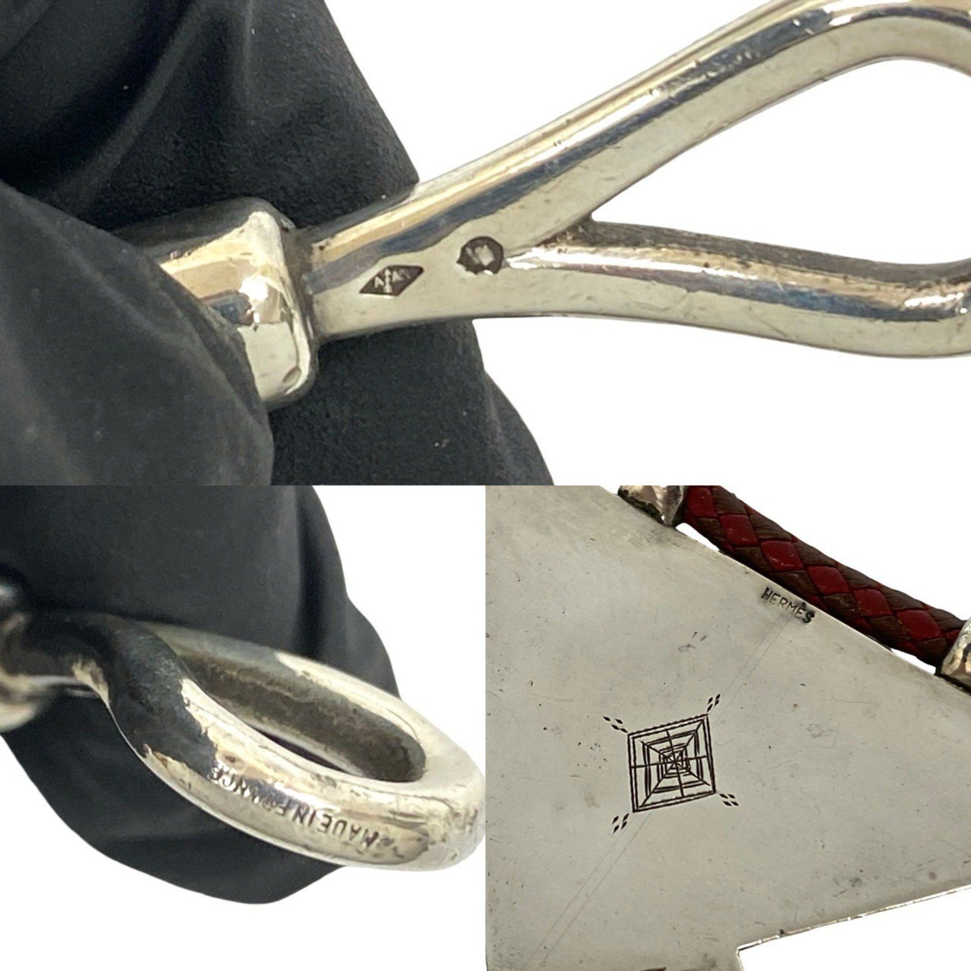 Hermes HERMES Touareg Necklace, Leather and Sterling Silver, Pendant, Choker, Red, Brown, 30249 Size ONE SIZE - 2 Thumbnail