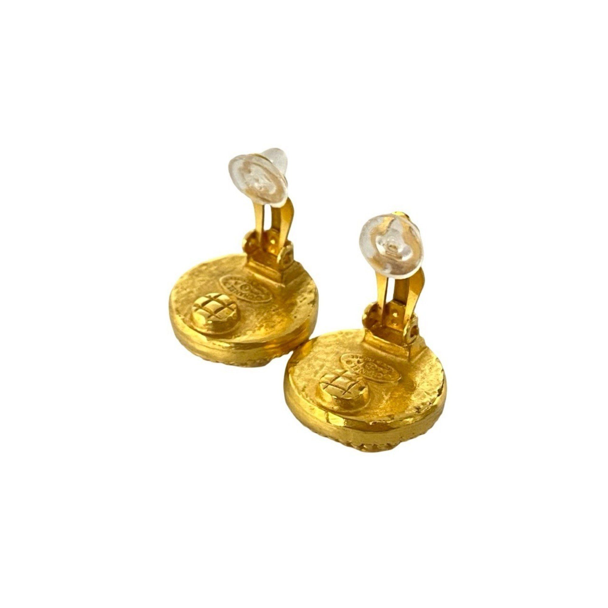 Chanel 96A CHANEL Vintage Coco Mark Earrings and Ear Cuffs in Gold Black 89902 Size ONE SIZE - 6 Thumbnail