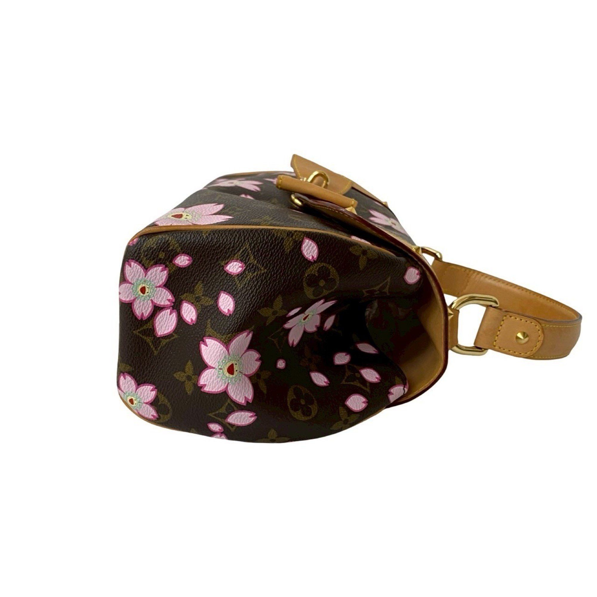 Louis Vuitton LOUIS VUITTON Sac Retro PM Monogram Cherry Blossom Leather Handbag in Collaboration with Takashi Murakami, Brown, 522-6 Size ONE SIZE - 6 Thumbnail