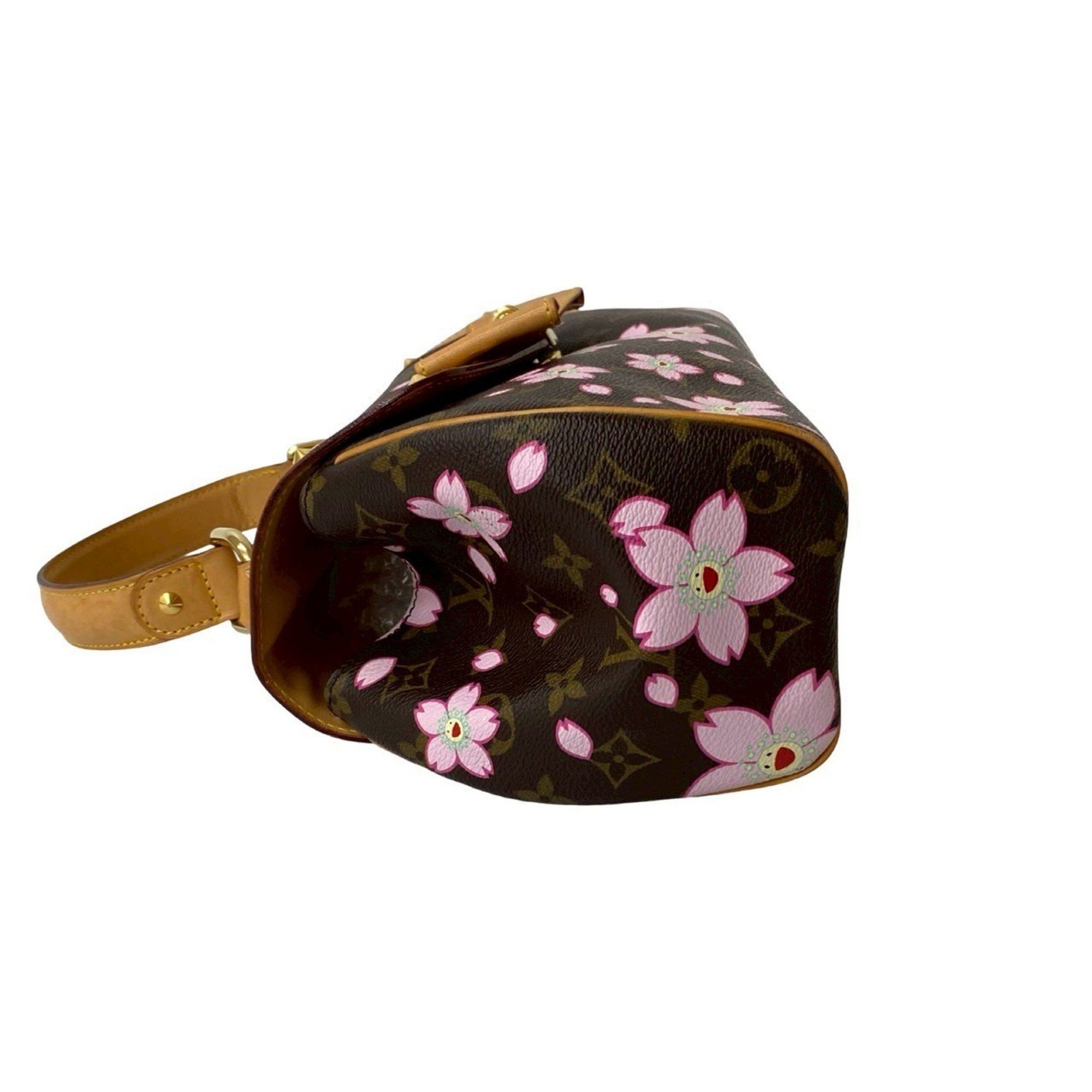 Louis Vuitton LOUIS VUITTON Sac Retro PM Monogram Cherry Blossom Leather Handbag in Collaboration with Takashi Murakami, Brown, 522-6 Size ONE SIZE - 5 Thumbnail