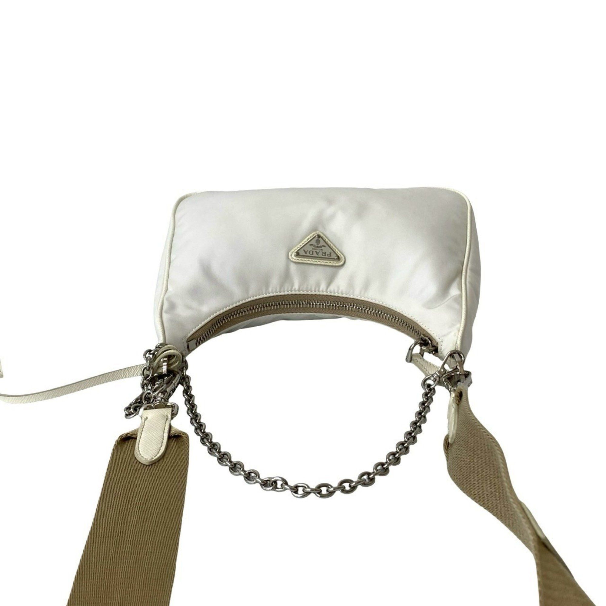 Prada PRADA Re-Edition Triangle Logo Hardware Nylon Saffiano Leather 2-Way Chain Semi-Shoulder Bag/Pochette 19664 Size ONE SIZE - 4 Thumbnail