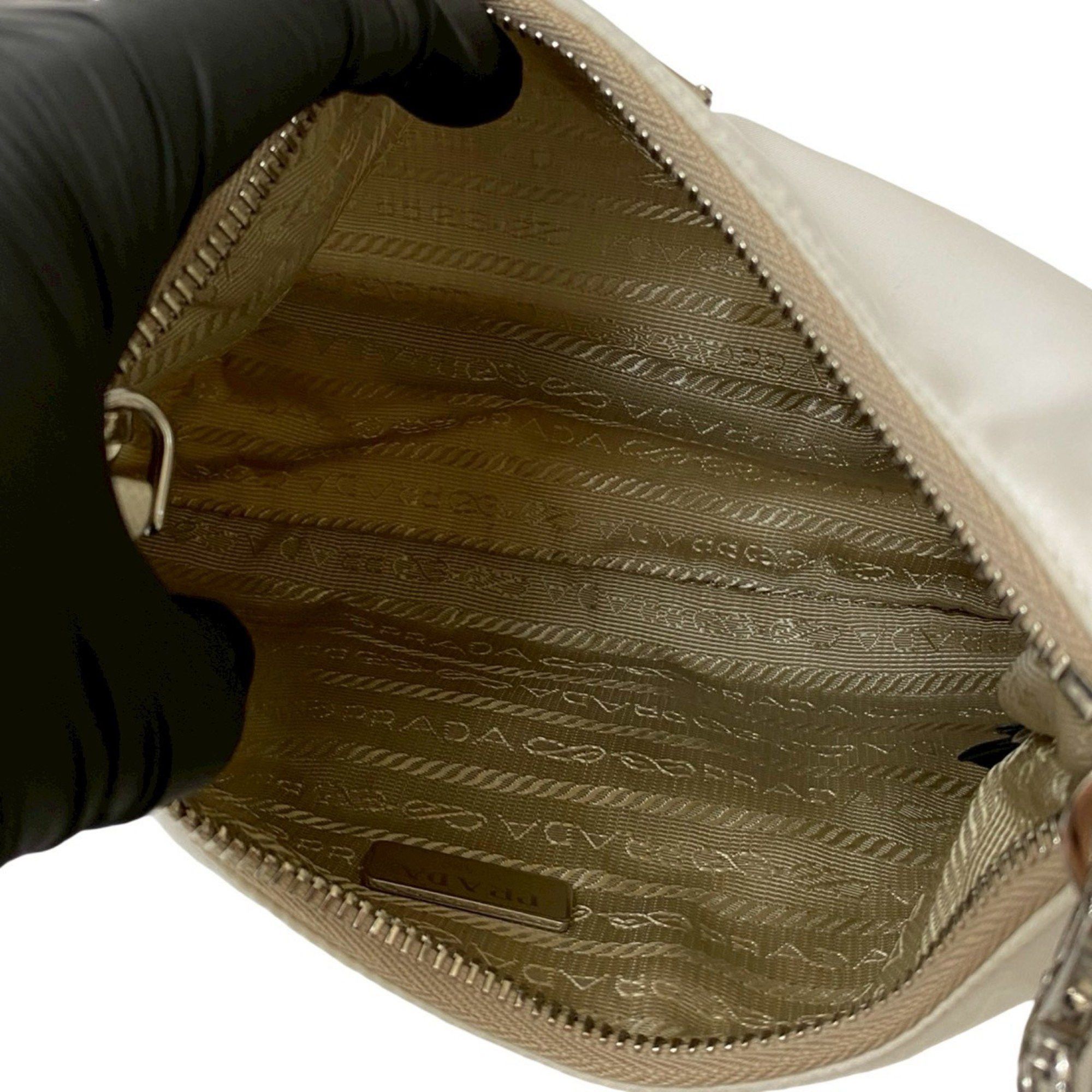 Prada PRADA Re-Edition Triangle Logo Hardware Nylon Saffiano Leather 2-Way Chain Semi-Shoulder Bag/Pochette 19664 Size ONE SIZE - 9 Thumbnail