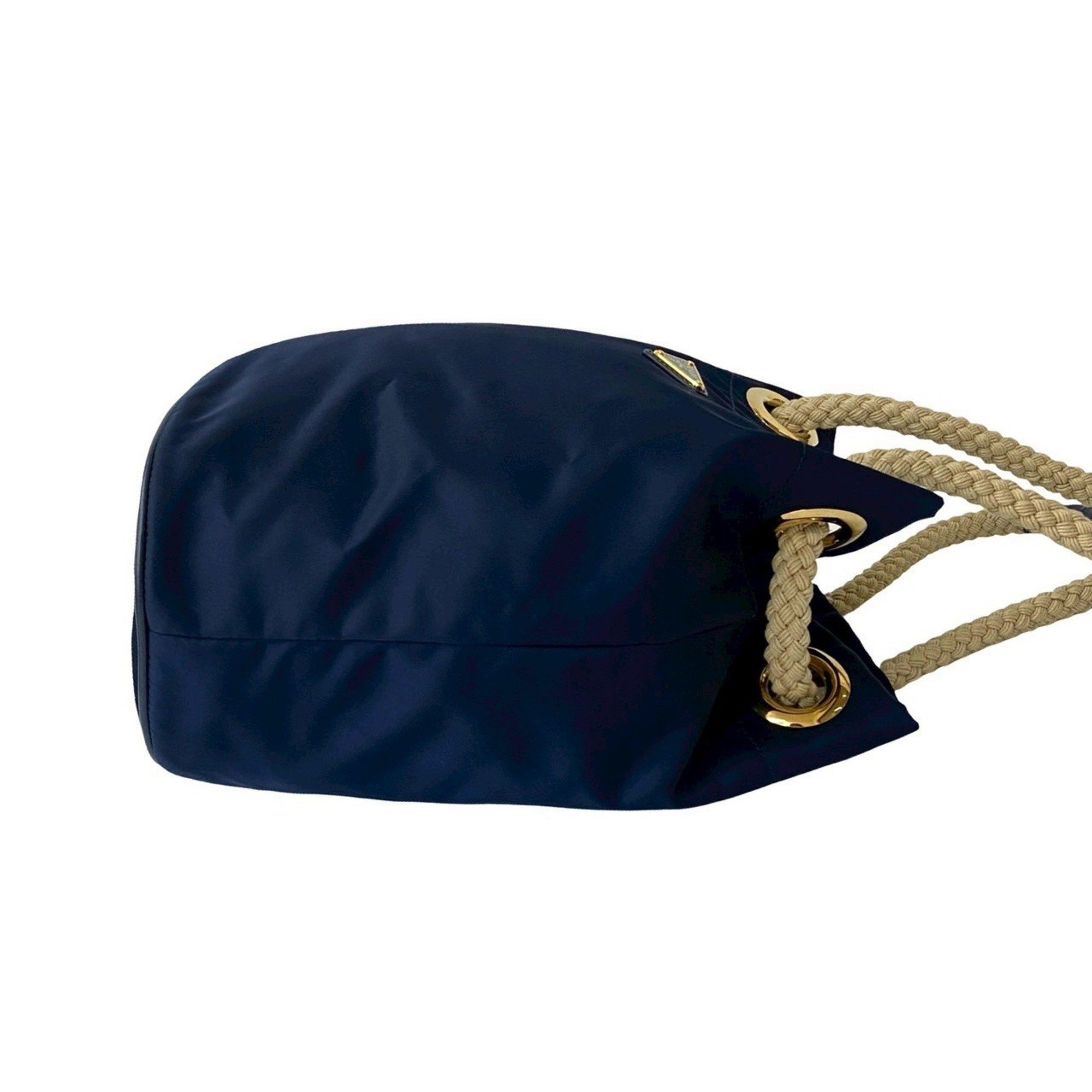 Prada Prada Triangle Logo Plate with Metal Hardware Nylon and Leather Shoulder Bag/Handbag/Tote Bag Navy 34484 Size ONE SIZE - 6 Thumbnail