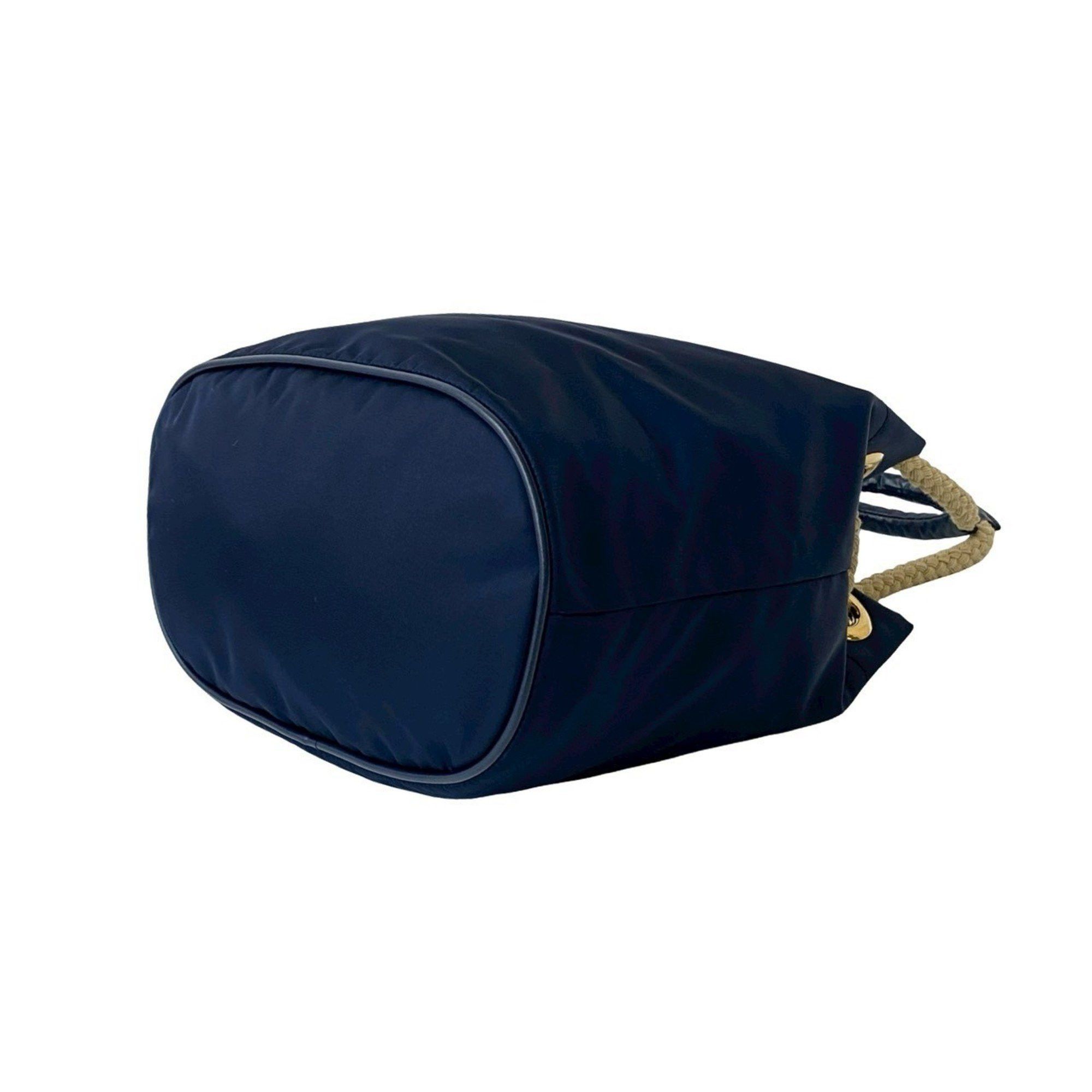 Prada Prada Triangle Logo Plate with Metal Hardware Nylon and Leather Shoulder Bag/Handbag/Tote Bag Navy 34484 Size ONE SIZE - 8 Thumbnail