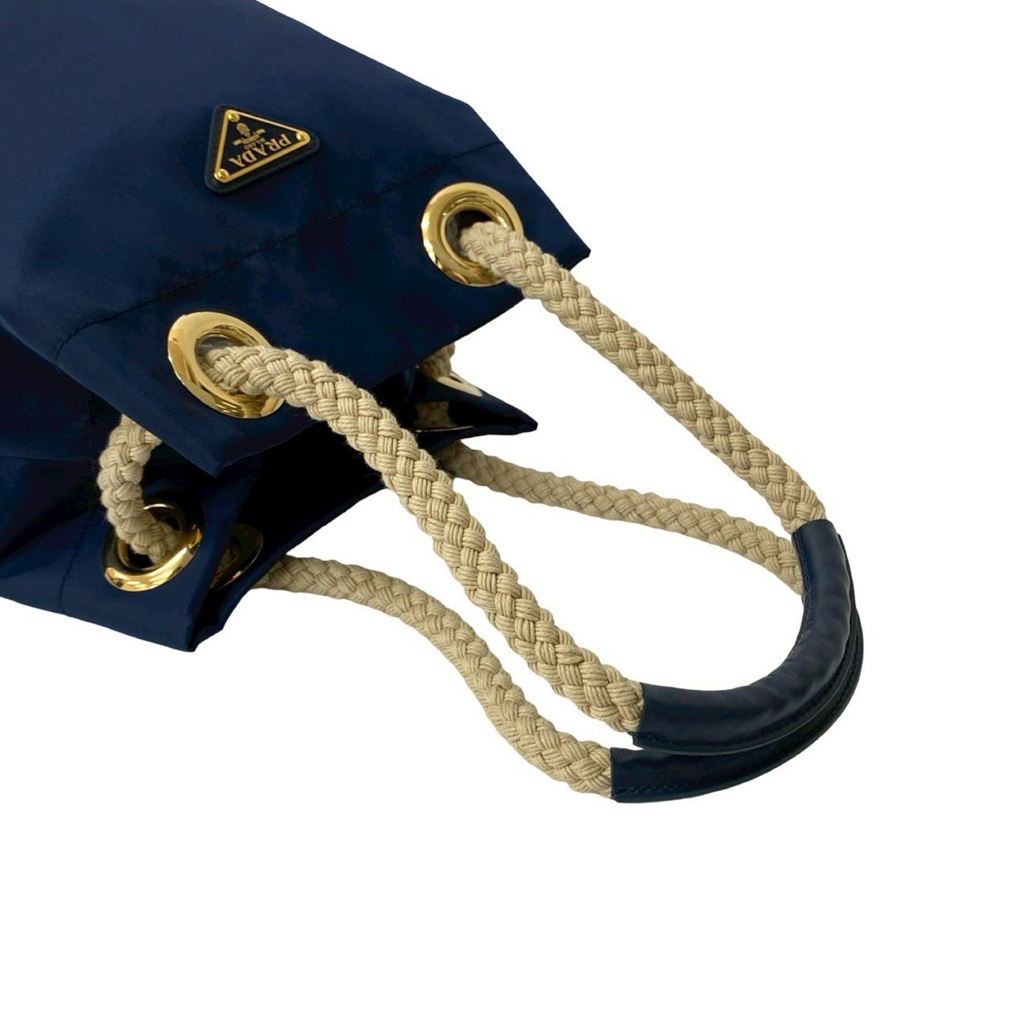 Prada Prada Triangle Logo Plate with Metal Hardware Nylon and Leather Shoulder Bag/Handbag/Tote Bag Navy 34484 Size ONE SIZE - 4 Thumbnail