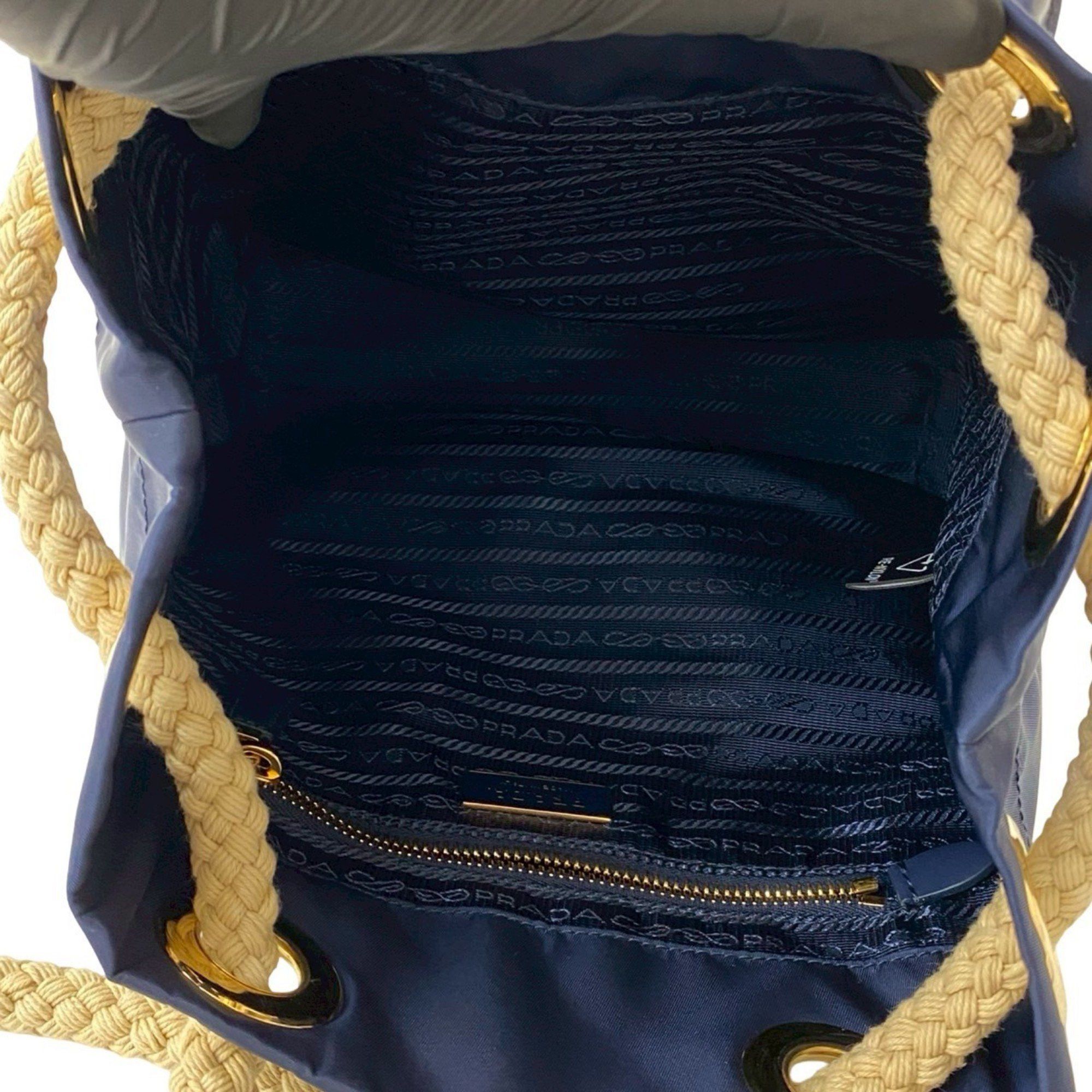 Prada Prada Triangle Logo Plate with Metal Hardware Nylon and Leather Shoulder Bag/Handbag/Tote Bag Navy 34484 Size ONE SIZE - 9 Thumbnail