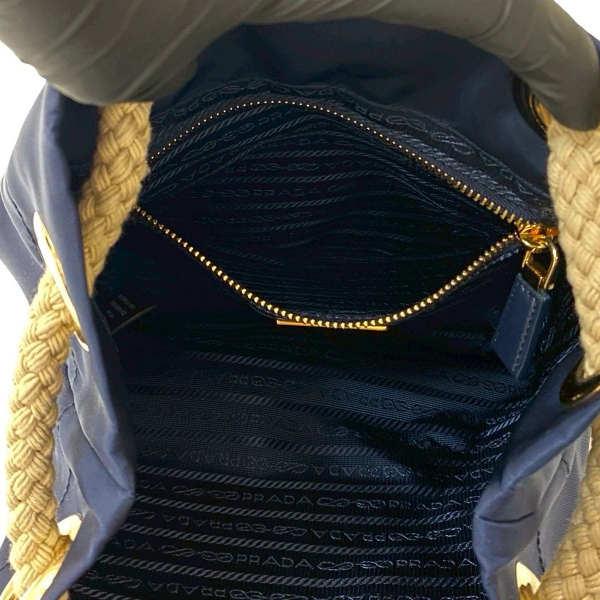 Prada Prada Triangle Logo Plate with Metal Hardware Nylon and Leather Shoulder Bag/Handbag/Tote Bag Navy 34484 Size ONE SIZE - 10 Thumbnail