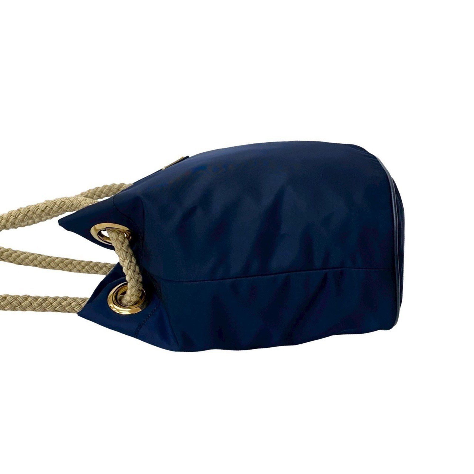 Prada Prada Triangle Logo Plate with Metal Hardware Nylon and Leather Shoulder Bag/Handbag/Tote Bag Navy 34484 Size ONE SIZE - 5 Thumbnail