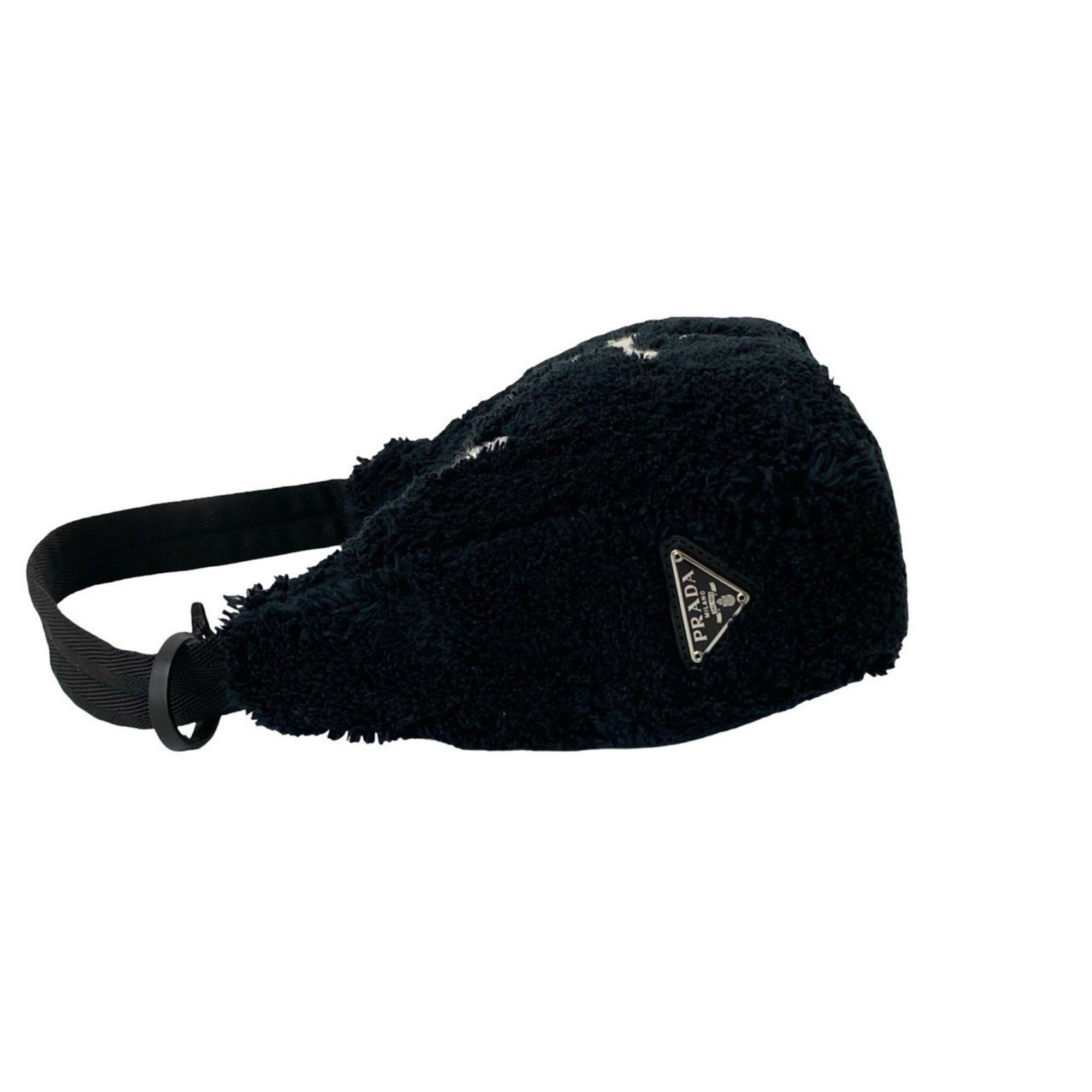 Prada PRADA Terry Mini Re-Edition Triangle Logo Hardware Pile Handbag One-Shoulder Bag Pouch Black 65044 Size ONE SIZE - 5 Thumbnail