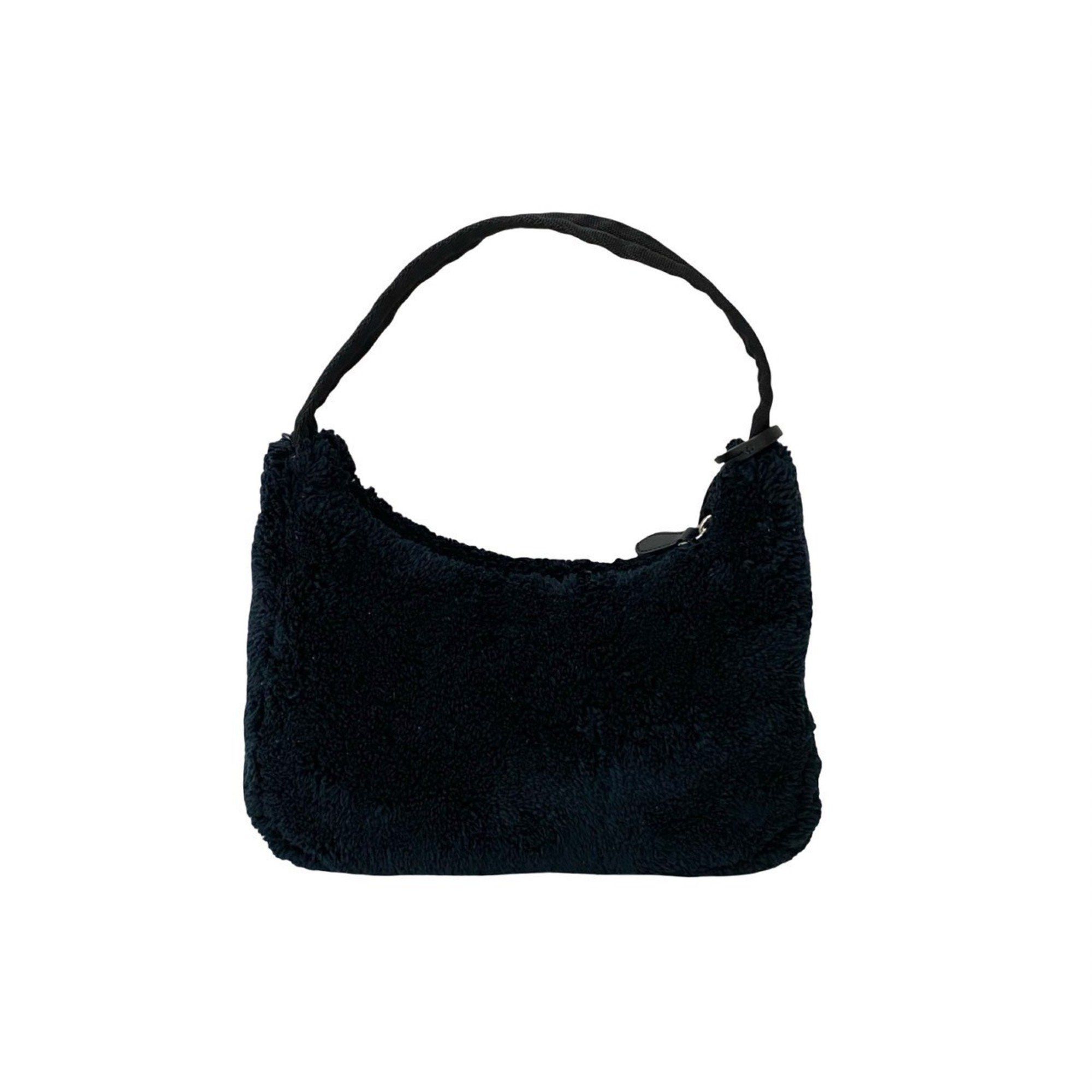 Prada PRADA Terry Mini Re-Edition Triangle Logo Hardware Pile Handbag One-Shoulder Bag Pouch Black 65044 Size ONE SIZE - 3 Thumbnail