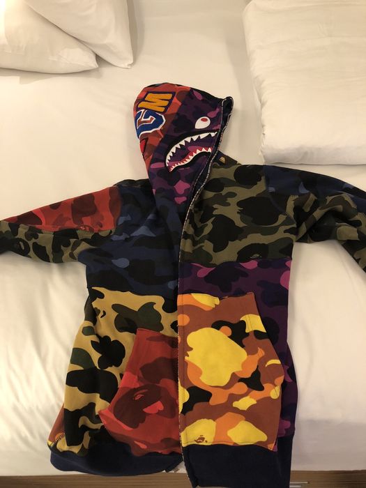 Bape Hoodie Multicolor Mix camo shark zip parka | Grailed