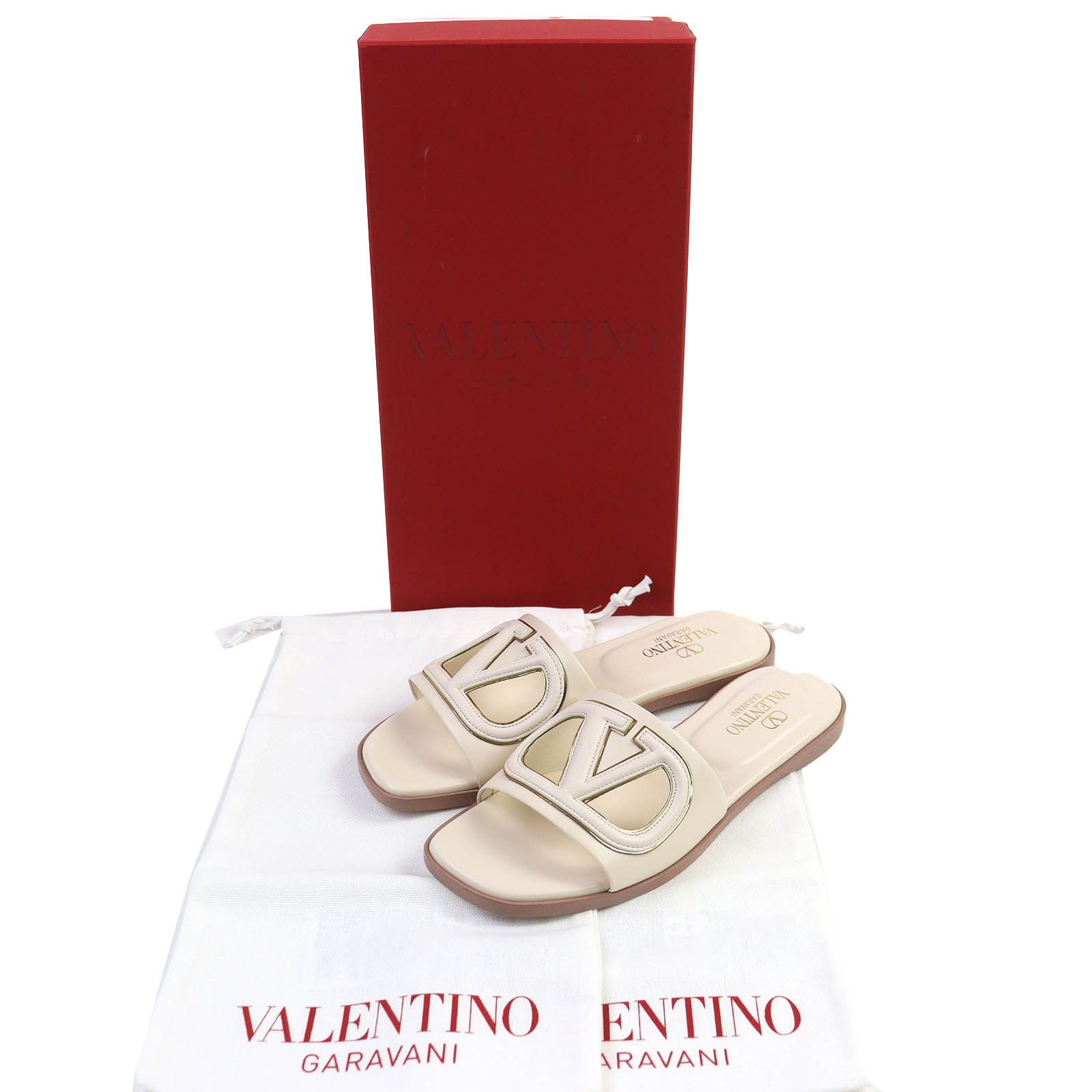 Valentino Valentino Valentino Garavani V Logo Cutout Leather Sandals Leather Shoes 4W2S0IB0 DUTY FREE for USA Size ONE SIZE - 2 Thumbnail