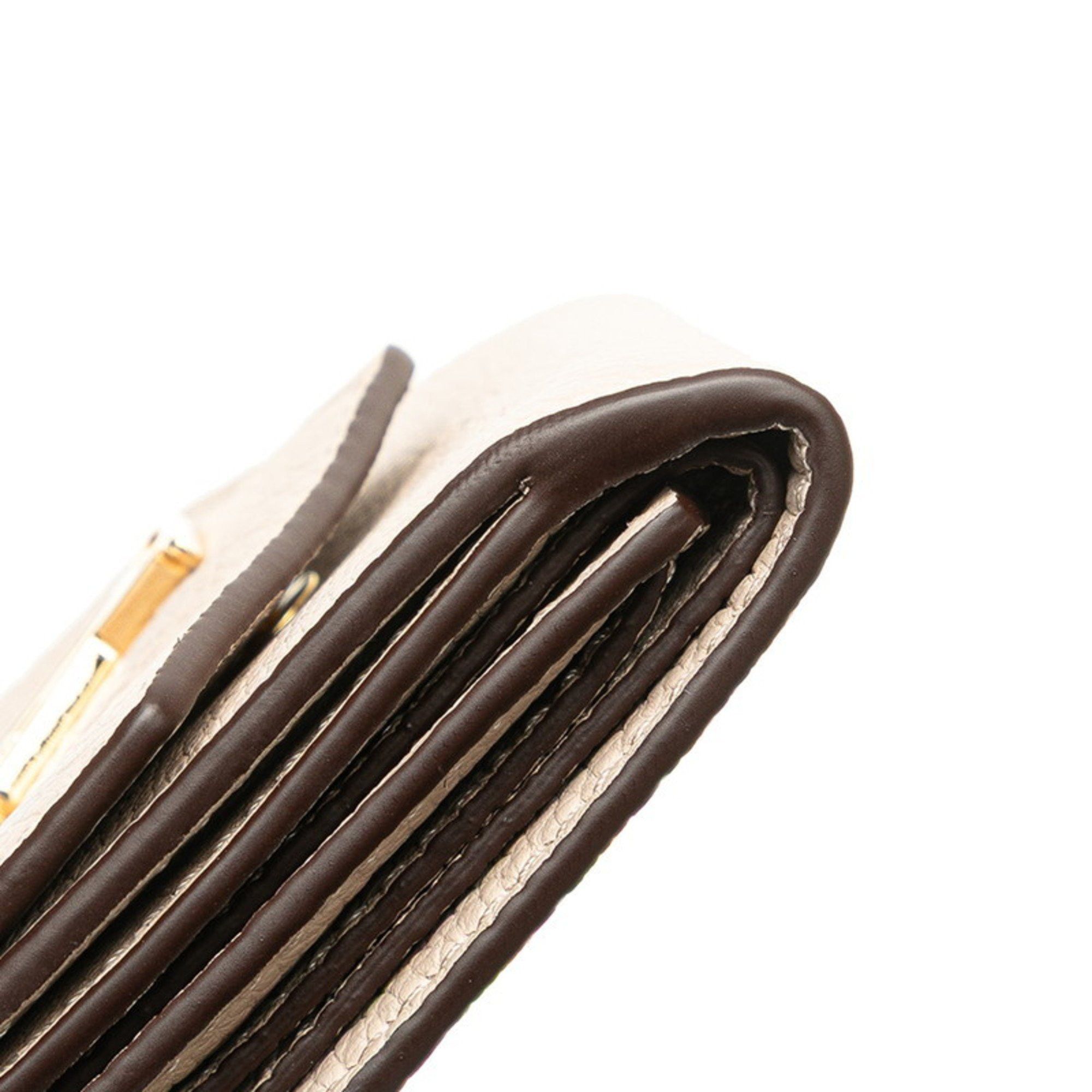 Louis Vuitton Portefeuille Lock Mini Tri-fold Wallet M69340 Greige Leather Women's LOUIS VUITTON