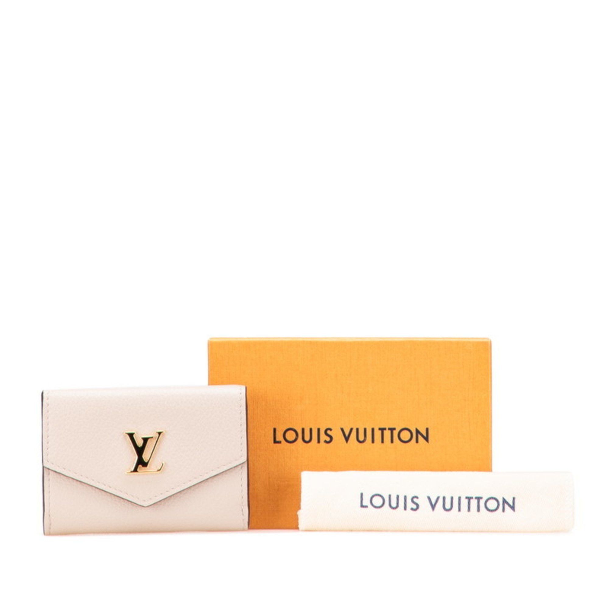 Louis Vuitton Portefeuille Lock Mini Tri-fold Wallet M69340 Greige Leather Women's LOUIS VUITTON