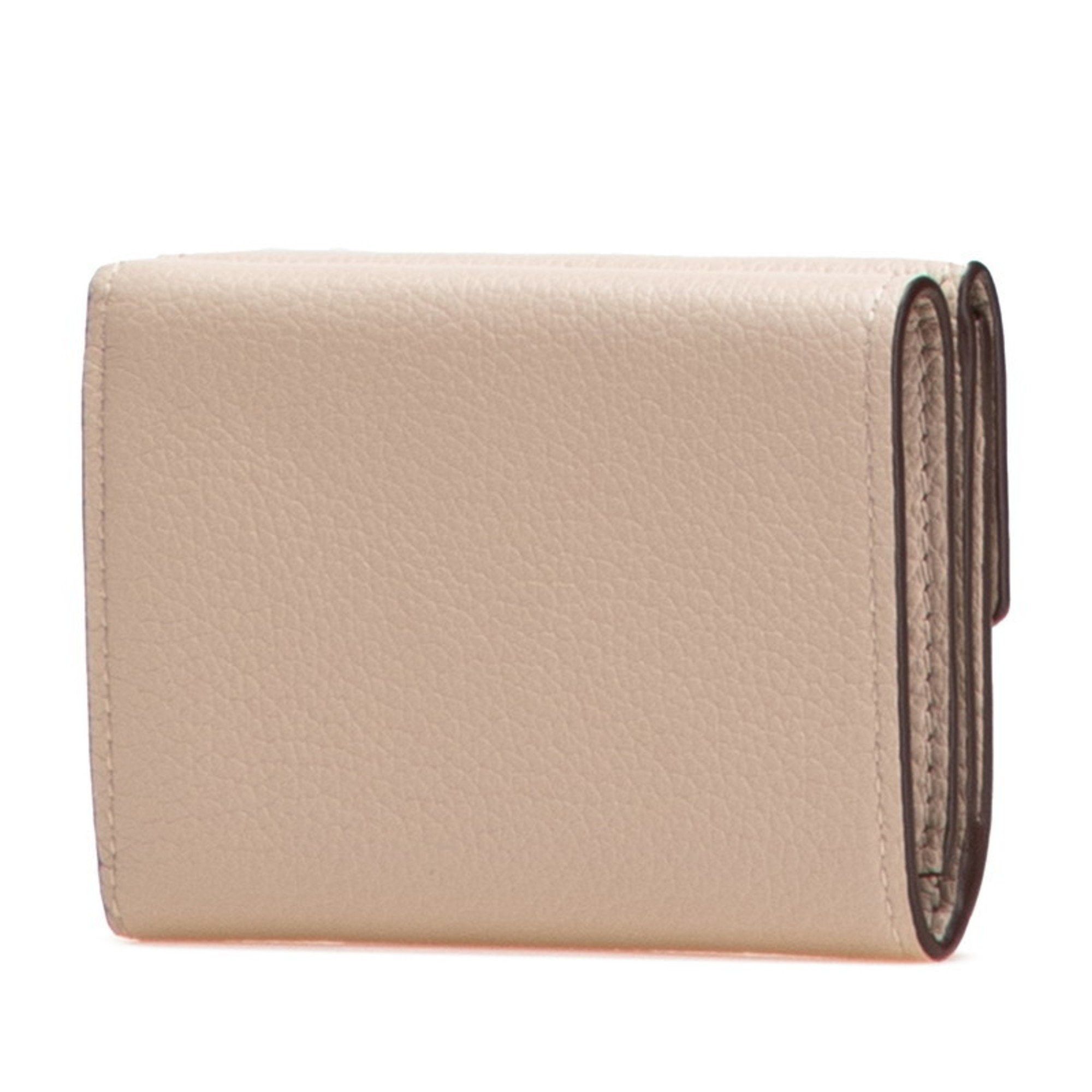 Louis Vuitton Portefeuille Lock Mini Tri-fold Wallet M69340 Greige Leather Women's LOUIS VUITTON
