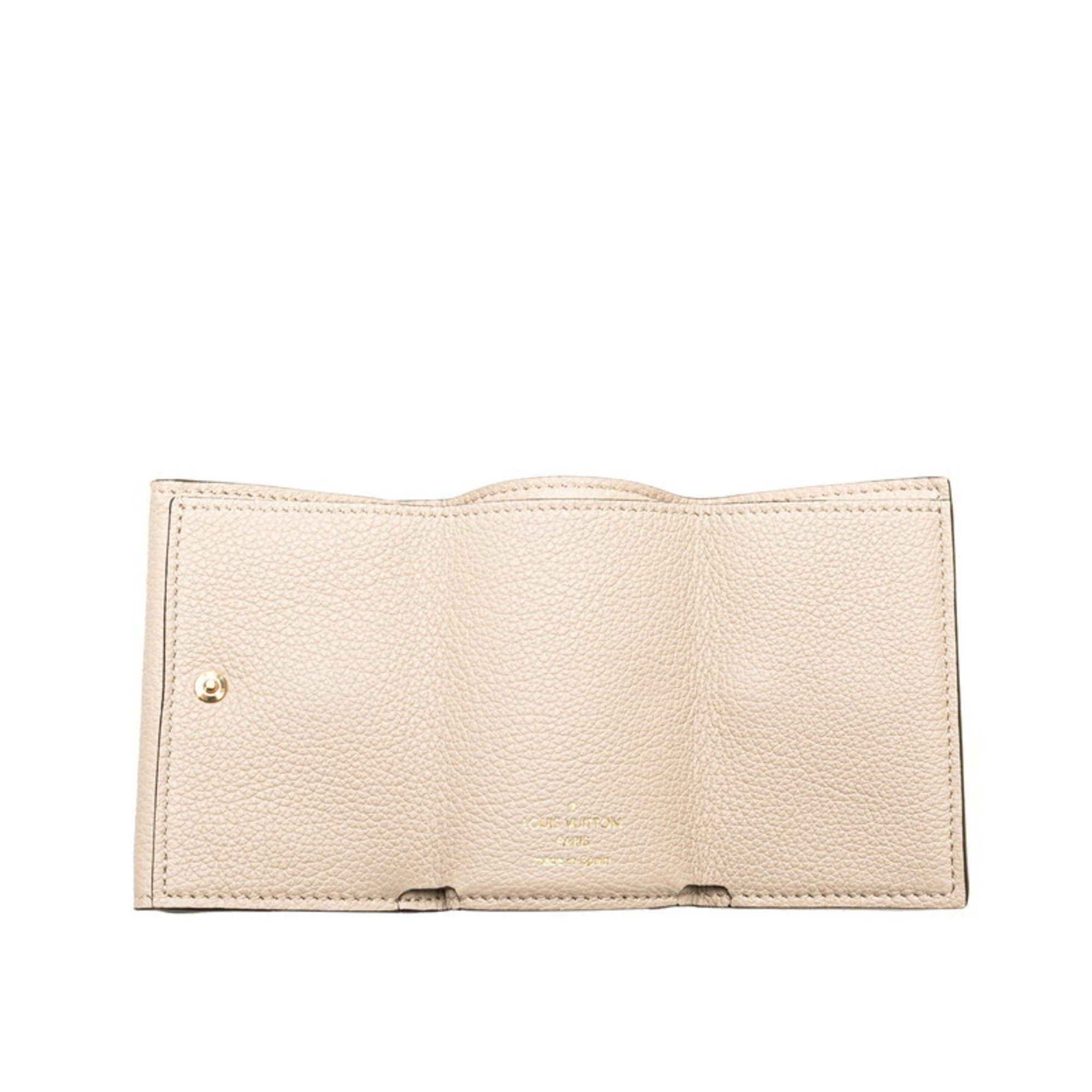 Louis Vuitton Portefeuille Lock Mini Tri-fold Wallet M69340 Greige Leather Women's LOUIS VUITTON