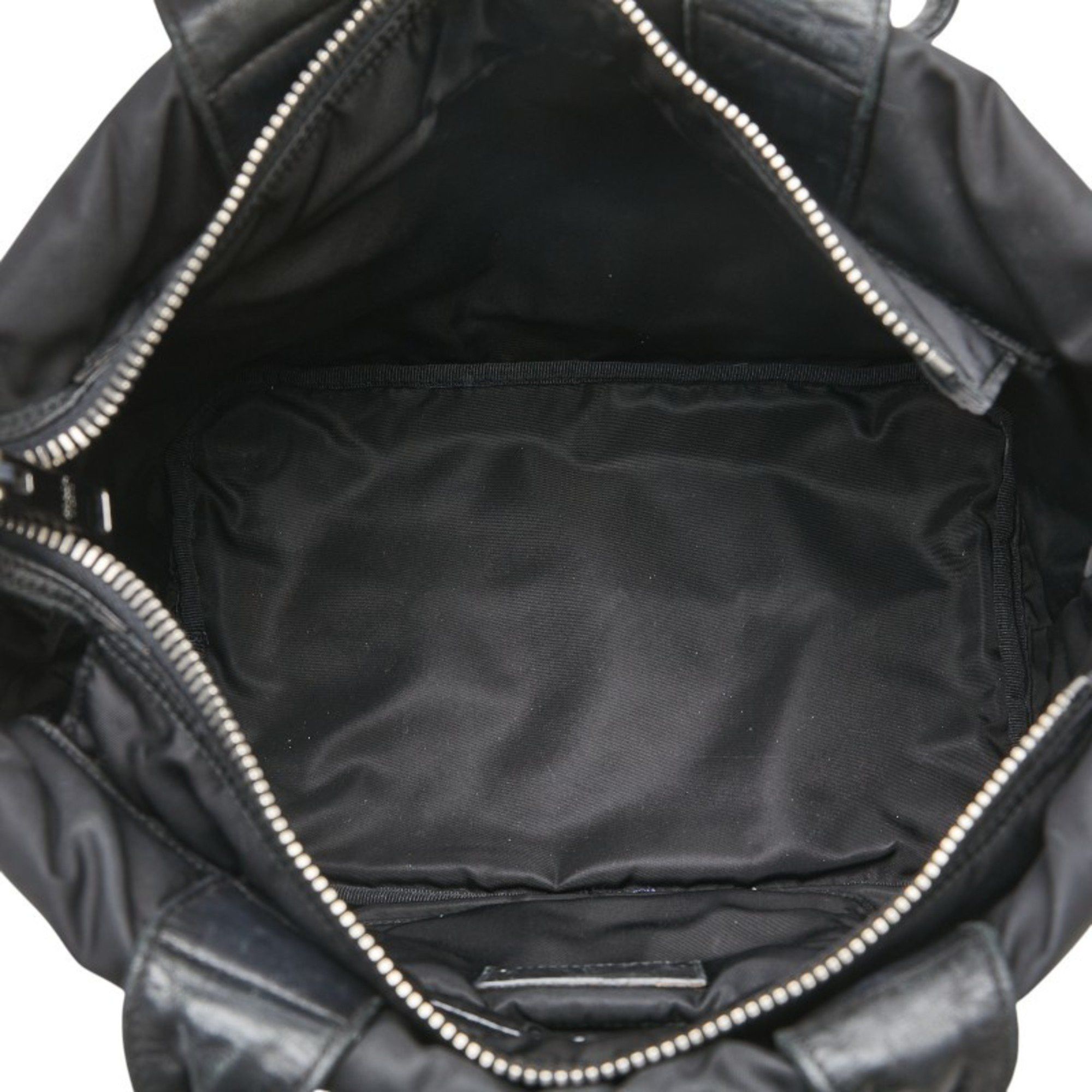 Prada Prada Tessuto Double Triangle Logo Plate Handbag Tote Bag B1959V Navy Black Nylon Leather Women's PRADA Size ONE SIZE - 9 Thumbnail