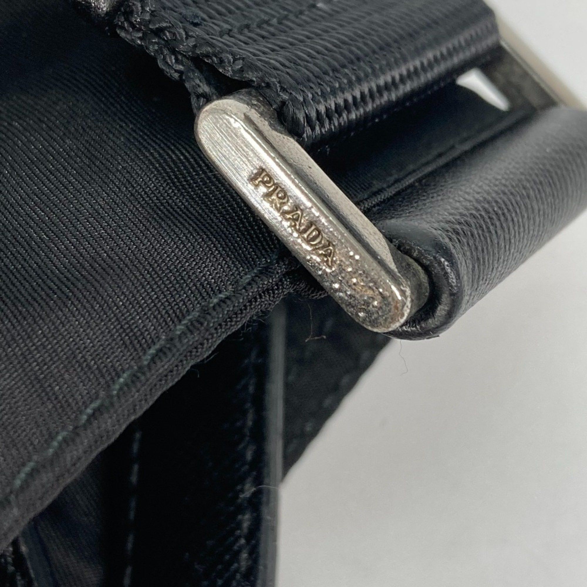 Prada Prada Triangle Logo Flat Shoulder Bag in Nylon with Plaque, Black Size ONE SIZE - 17 Thumbnail