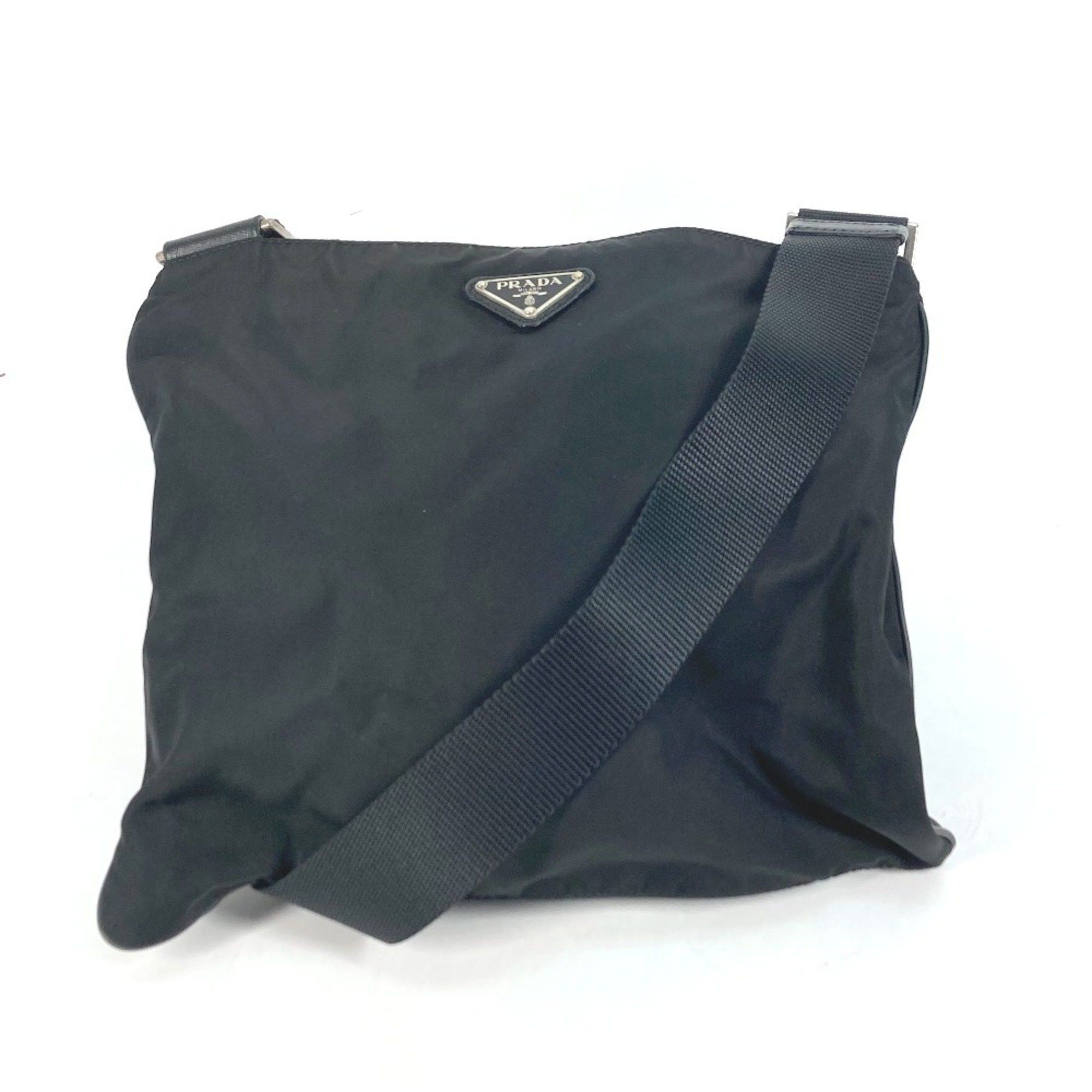 Prada Prada Triangle Logo Flat Shoulder Bag in Nylon with Plaque, Black Size ONE SIZE - 2 Thumbnail