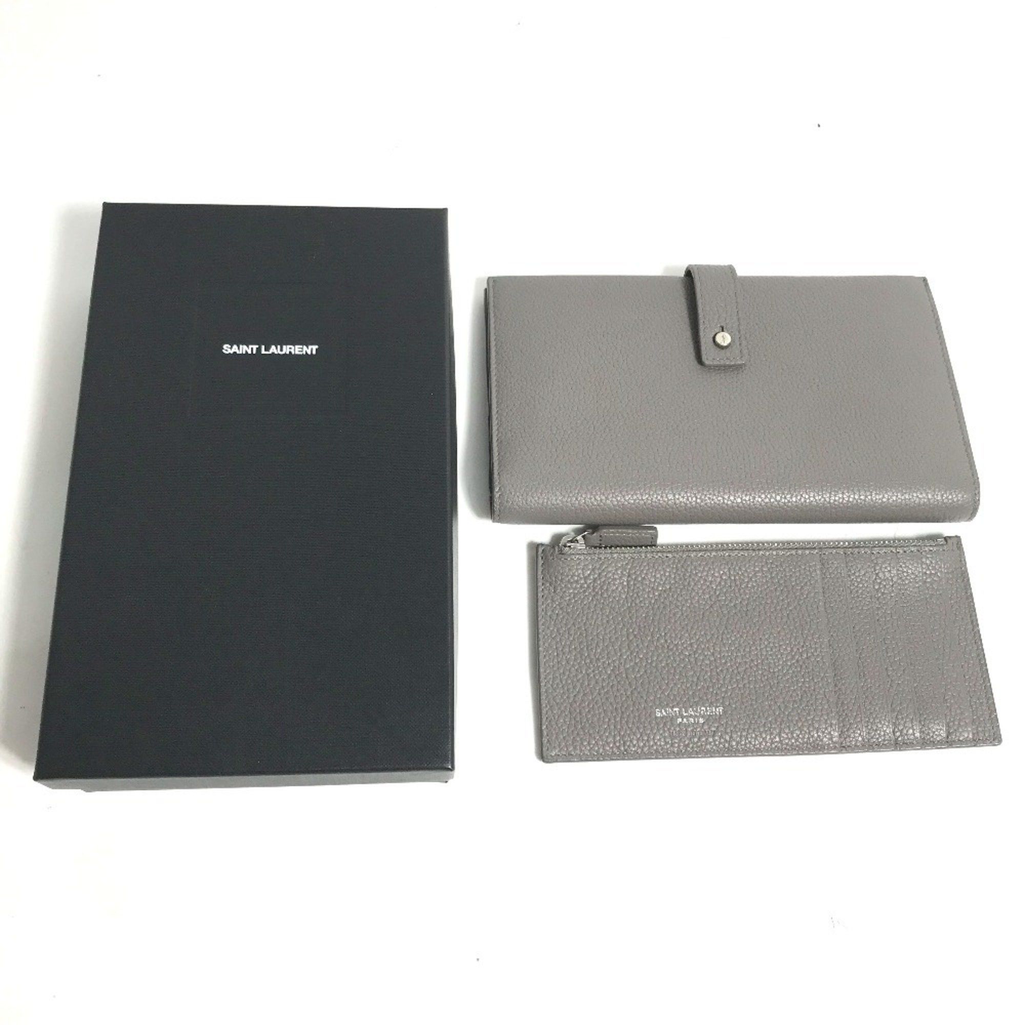 Yves Saint Laurent YVES SAINT LAURENT 504981 Sac de Jour Long Wallet with Coin Case, Leather, Gray, Women's Size ONE SIZE - 2 Thumbnail
