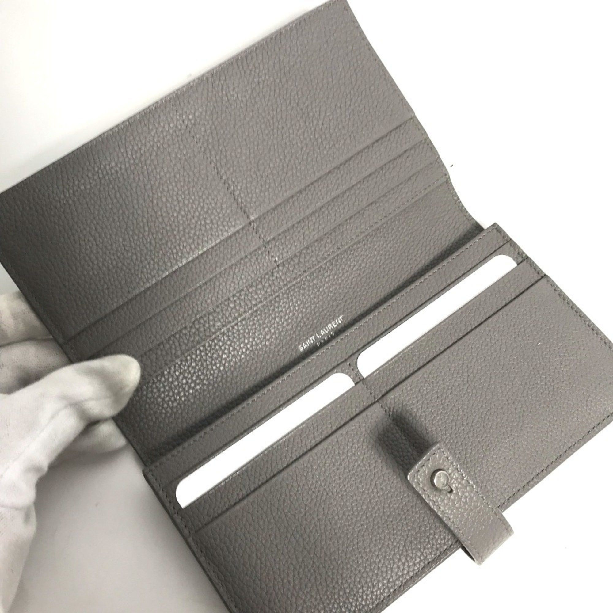 Yves Saint Laurent YVES SAINT LAURENT 504981 Sac de Jour Long Wallet with Coin Case, Leather, Gray, Women's Size ONE SIZE - 6 Thumbnail