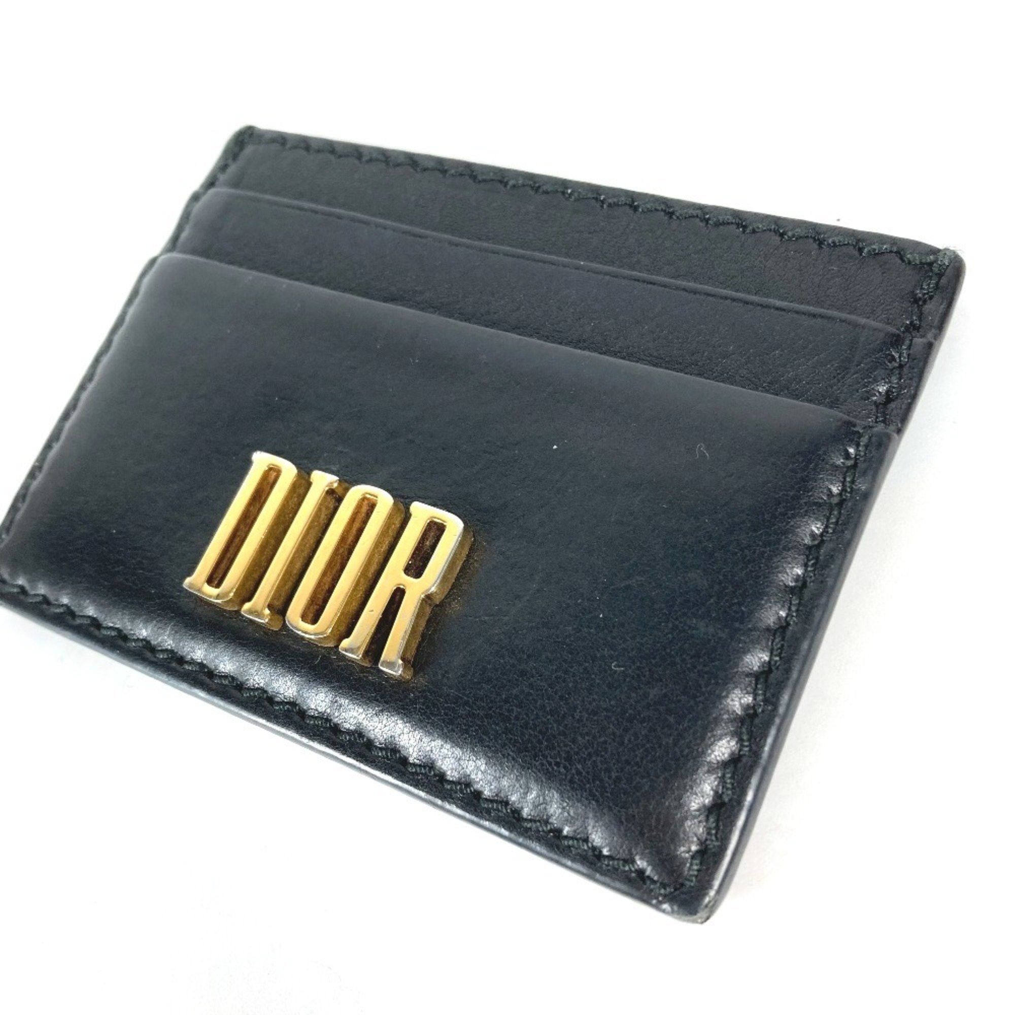 Dior Christian Dior Dior 26-MA-1128 Pass Case, Logo, Business Card Holder, Leather, Unisex, Black Size ONE SIZE - 2 Thumbnail