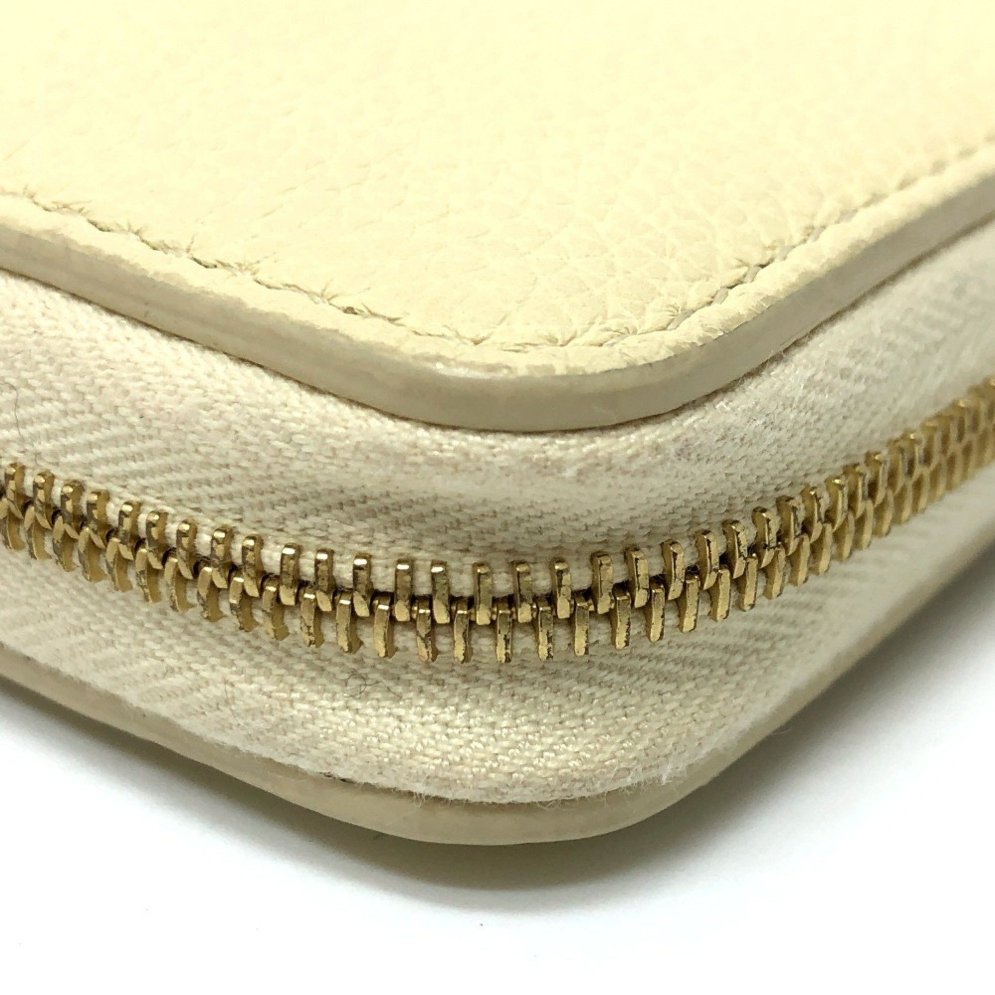 Celine CELINE Women's Leather Round Zip Long Wallet in Beige Size ONE SIZE - 7 Thumbnail
